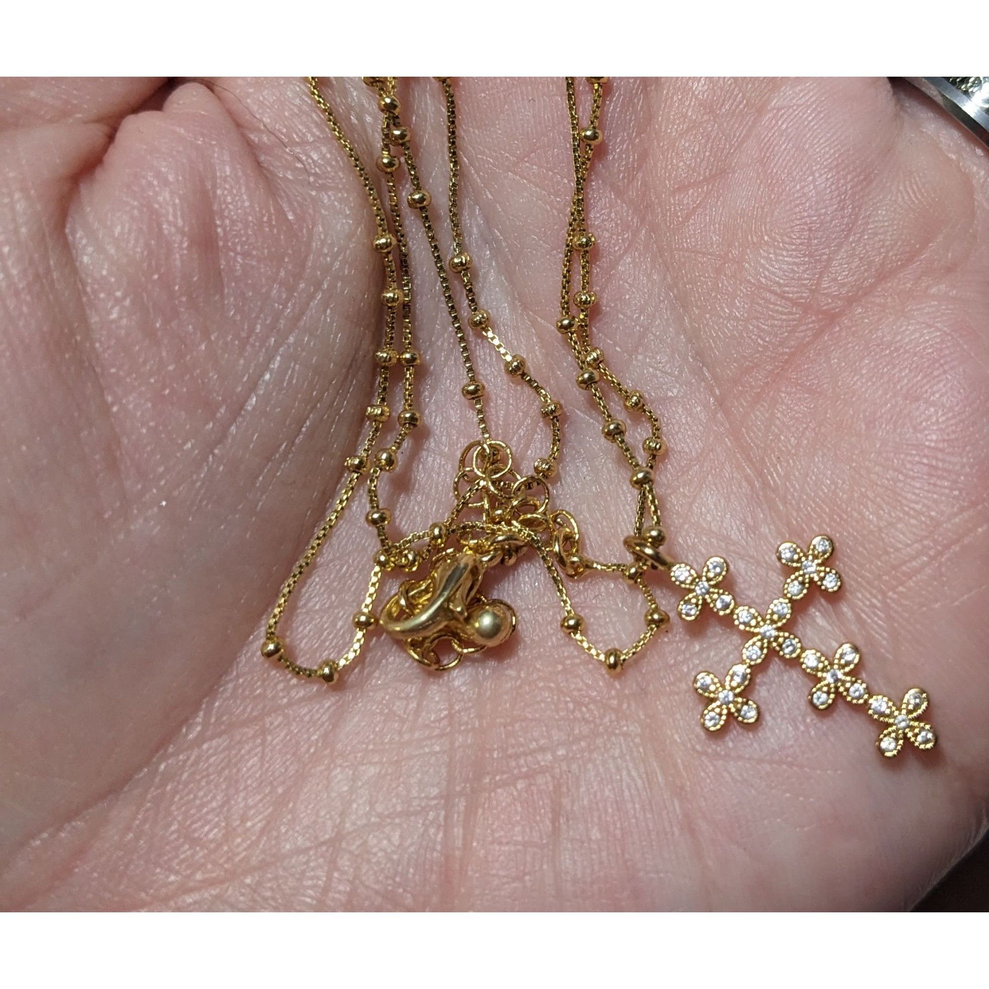 Other Dainty Minimalist Gold Tone Gemmed Cross Necklace Size ONE SIZE - 6 Thumbnail