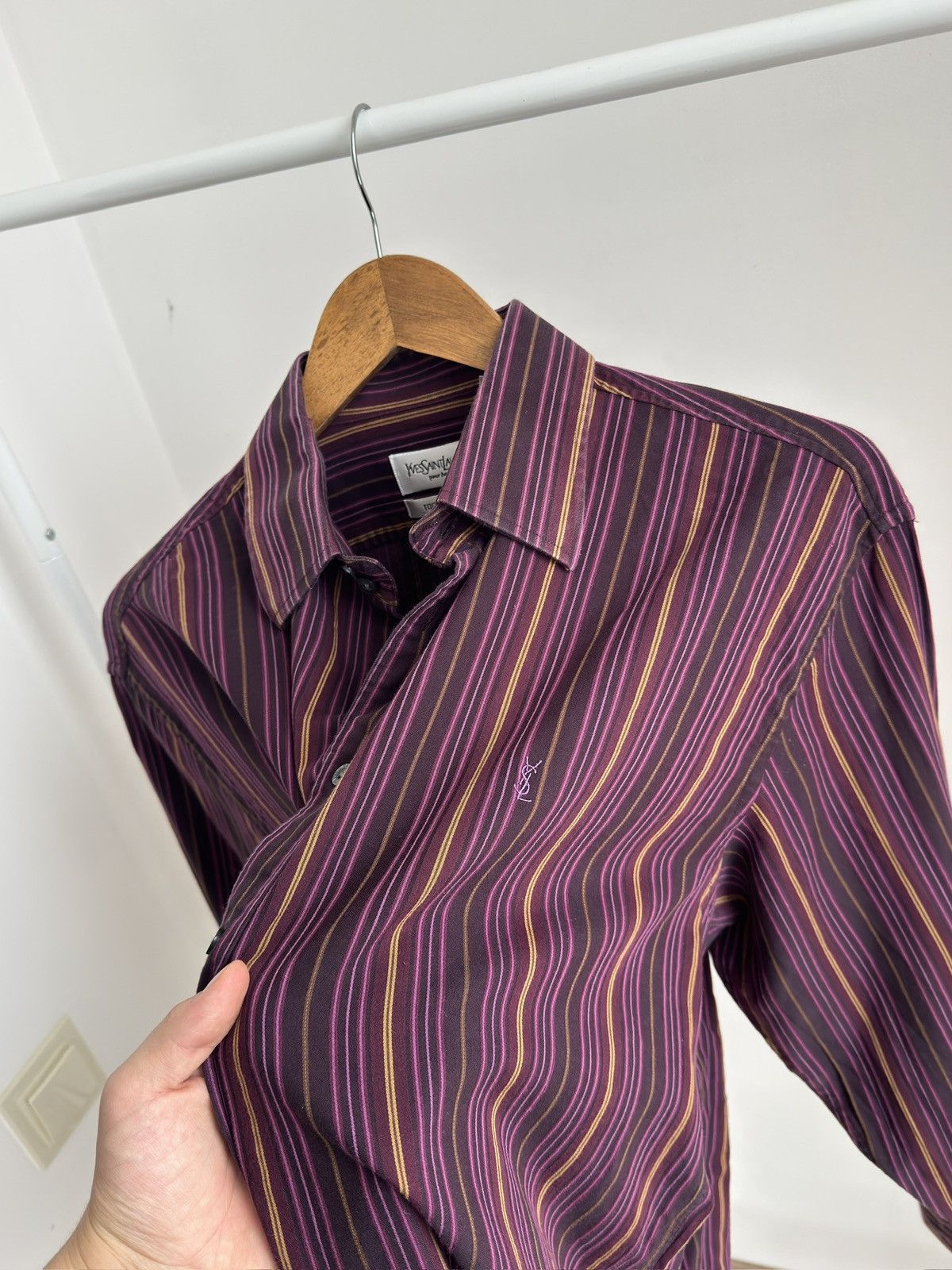 Yves Saint Laurent Vintage Yves Saint Laurent Stripped Purple button up shirt Size US L / EU 52-54 / 3 - 4 Thumbnail