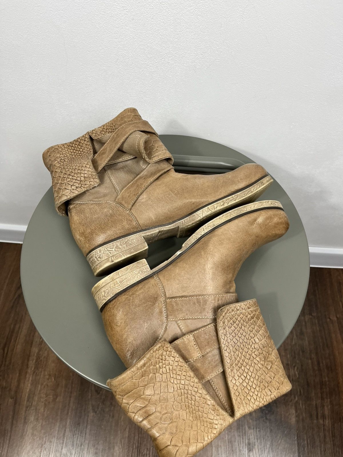Other Avant Garde Leather Buckle Ankle Boots EU 38 Brown Textured Size US 7 / IT 37 - 10 Thumbnail