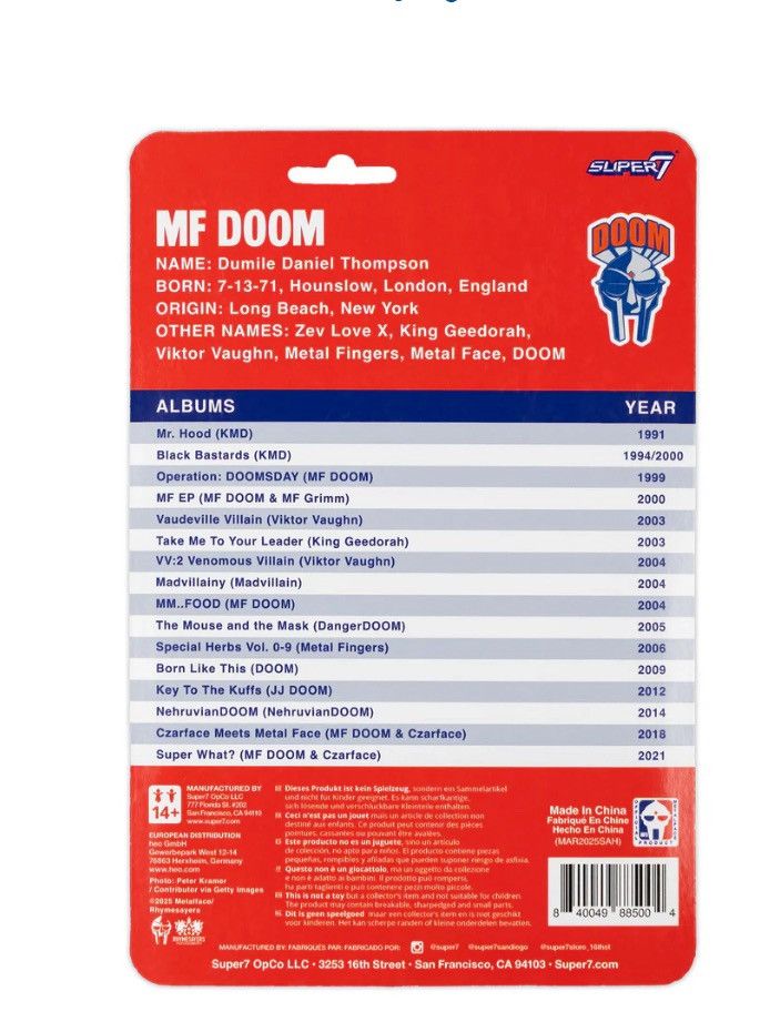 MF Doom Gas Drawls MF Doom NY Knicks figure Size ONE SIZE - 2 Thumbnail