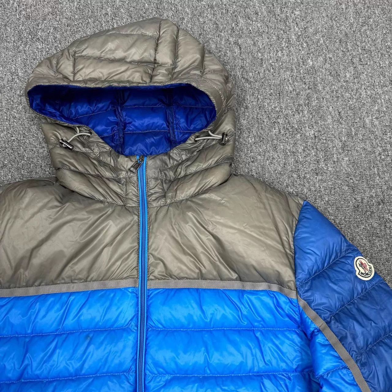 Moncler Moncler blue gray colorblocked logo hooded puffer 4 mint Size S / US 4 / IT 40 - 3 Thumbnail