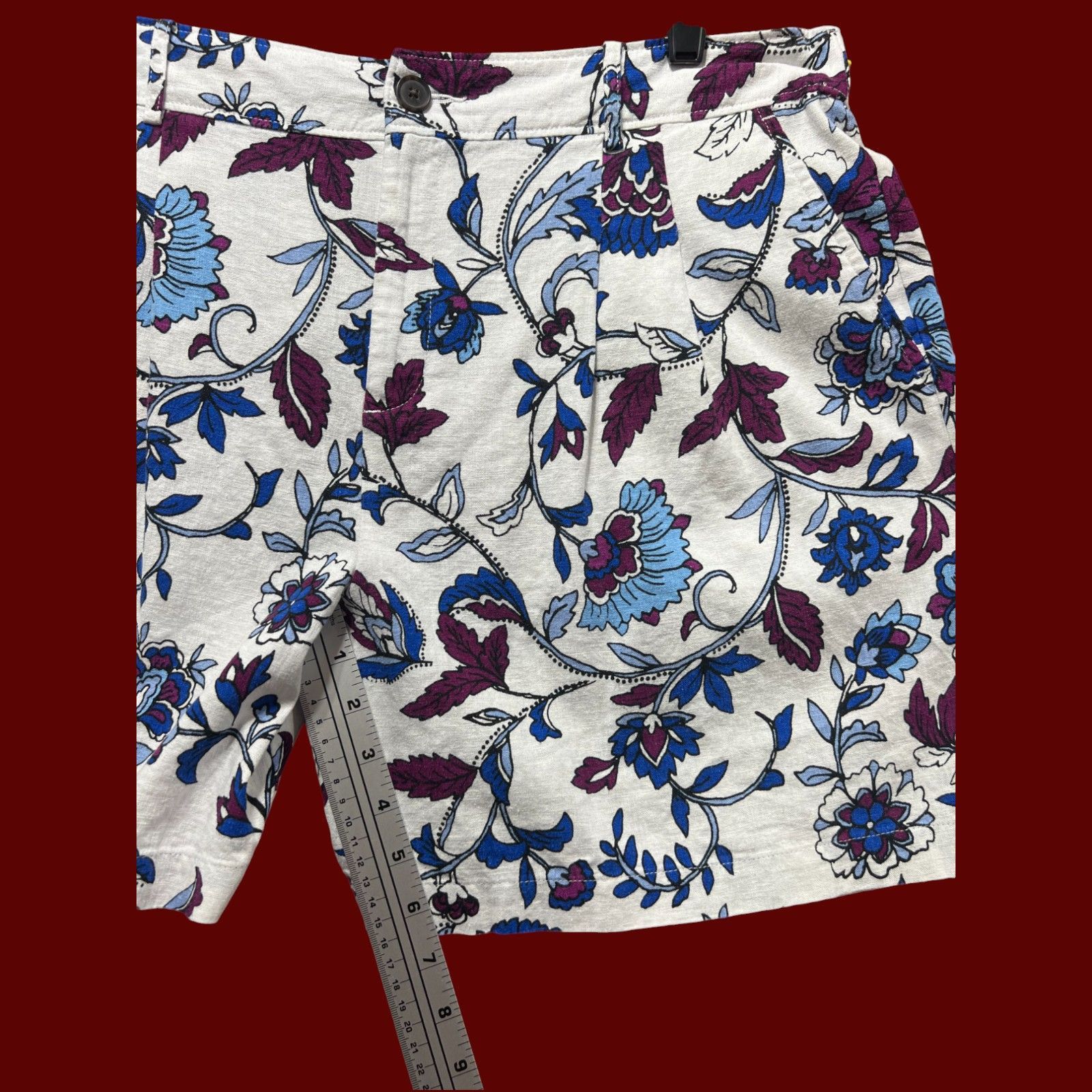 Other Liz Claiborne - Women's Mid-Rise Pleated Short - White Flora Size 36" / US 14 / IT 50 - 8 Thumbnail