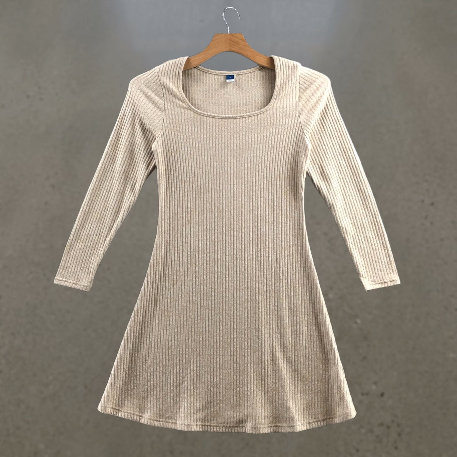 Old Navy Old Navy Dress Womens M Oatmeal Heather Ribbed Long Sleeve A-Line Mini NEW Size M / US 6-8 / IT 42-44 - 1 Thumbnail