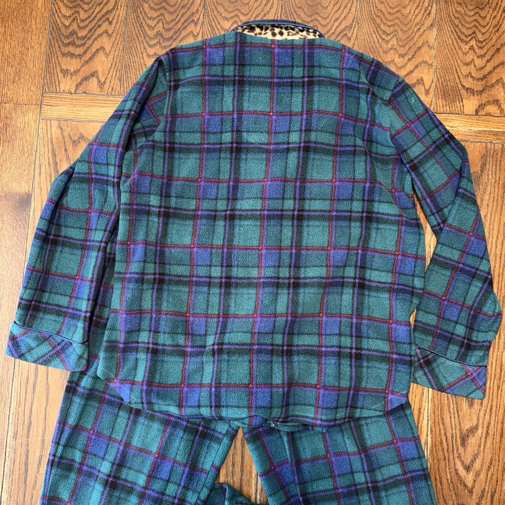 Ralph Lauren VINTAGE Ralph Lauren Pajama Set Womens Large Green Plaid Flannel 2pc Sleepwear Size ONE SIZE - 4 Thumbnail
