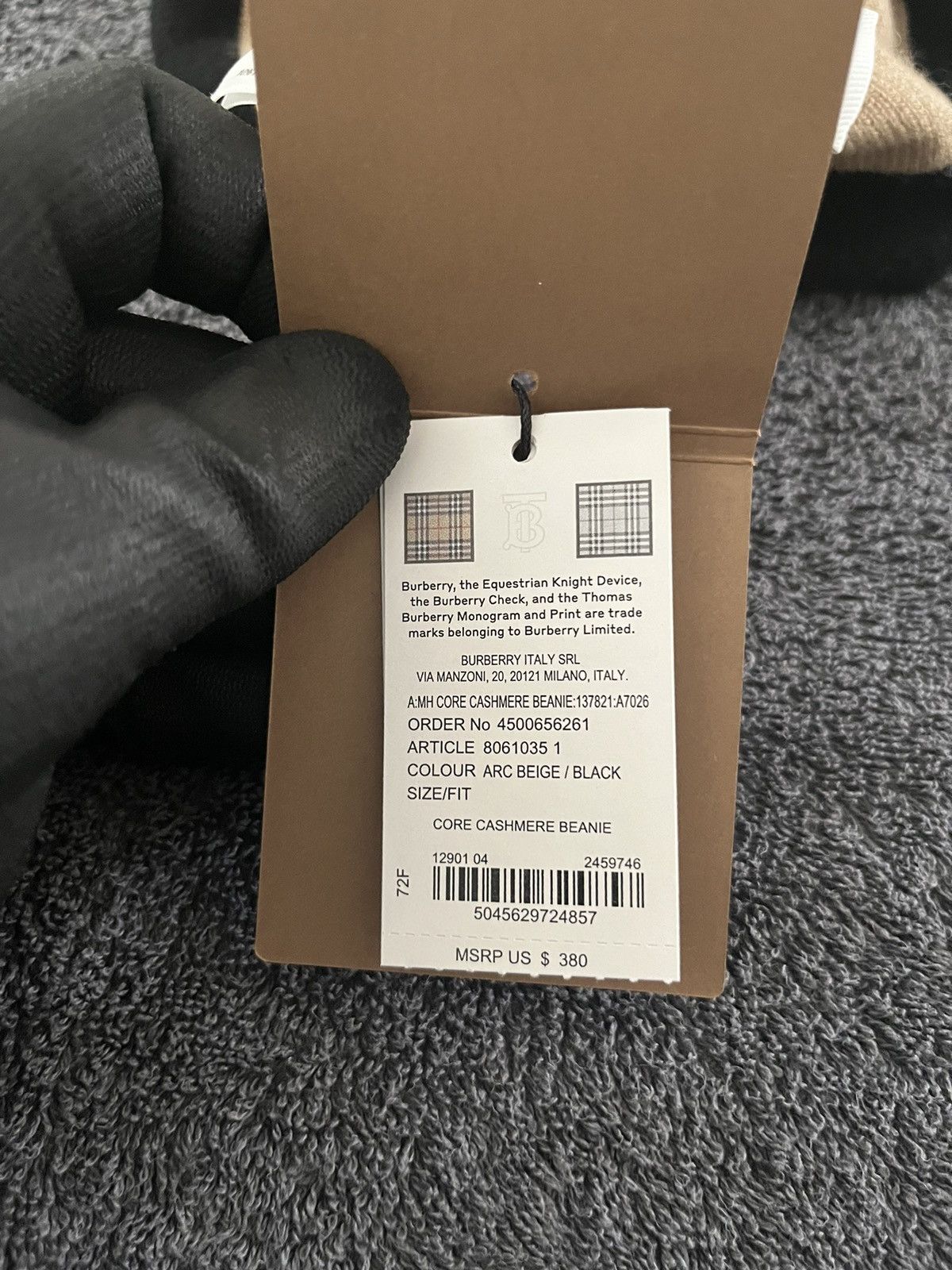 Burberry Burberry Logo Intarsia Cashmere Beanie Size ONE SIZE - 13 Thumbnail