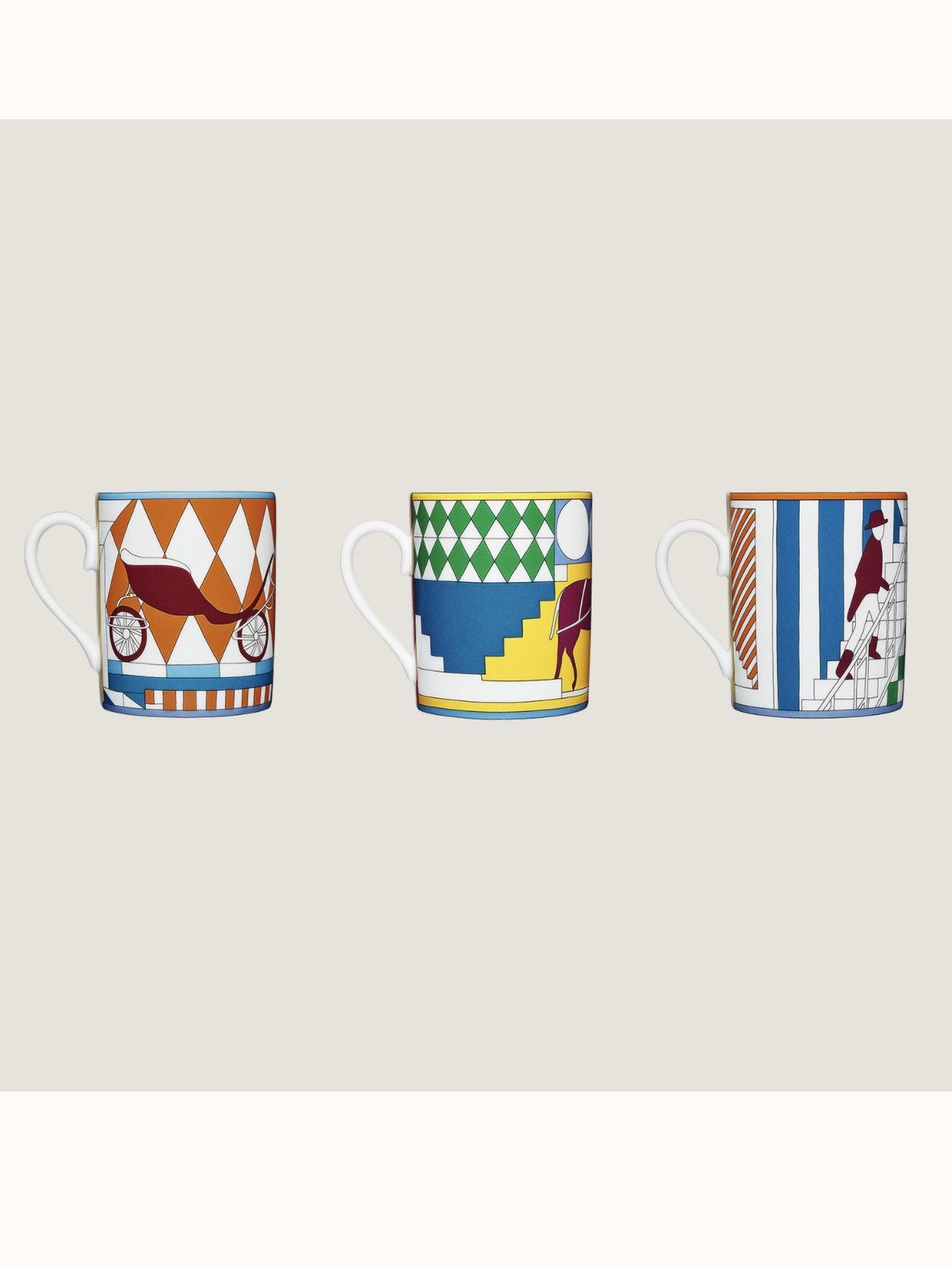 Hermes Hermes “Promenade Au Faubourg” Set of 3 Mugs Size ONE SIZE - 8 Thumbnail