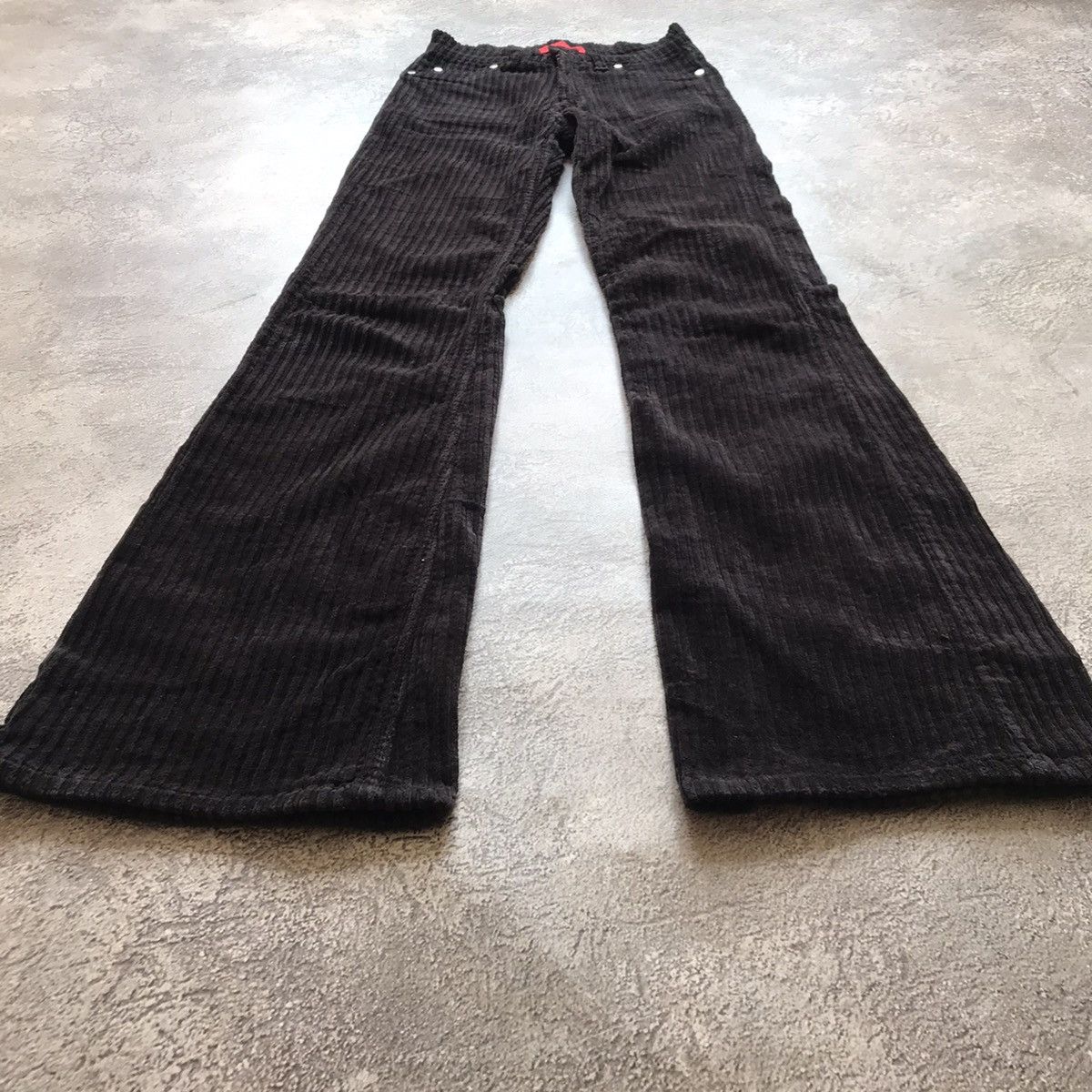 Vintage Vintage Y2K Baggy Wide Leg Velveteen Pants Grunge Logo 27 Size US 27 - 1 Thumbnail