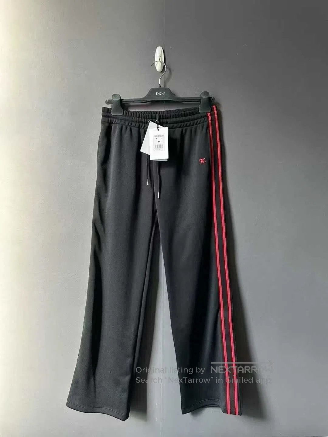 Celine CELINE Black and Red Stripe Triomphe Embroidery Pants| Size US 28 / EU 44 - 1 Thumbnail
