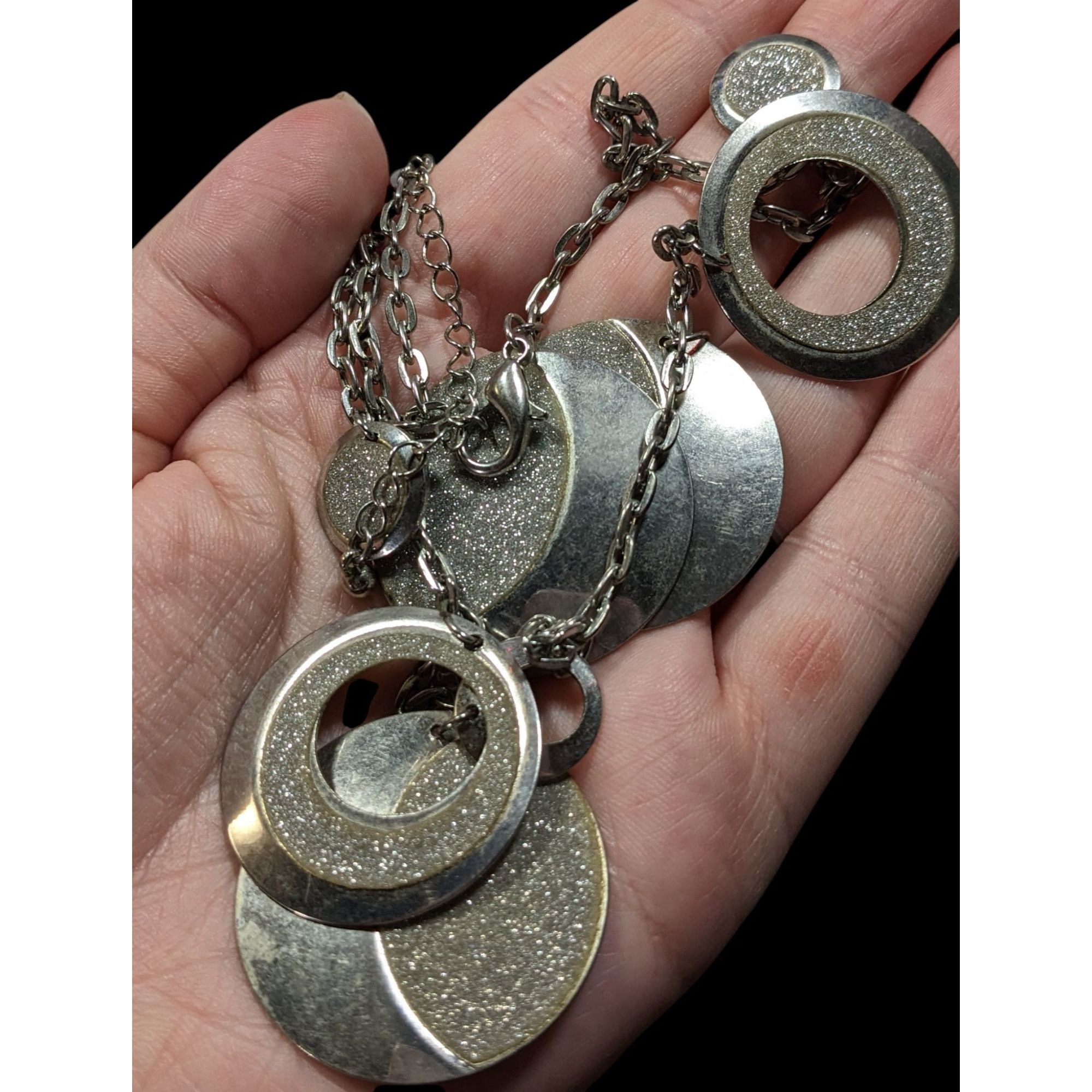 Other Whimsical Glitter Silver Tone Medallion Charm Necklace Size ONE SIZE - 3 Thumbnail
