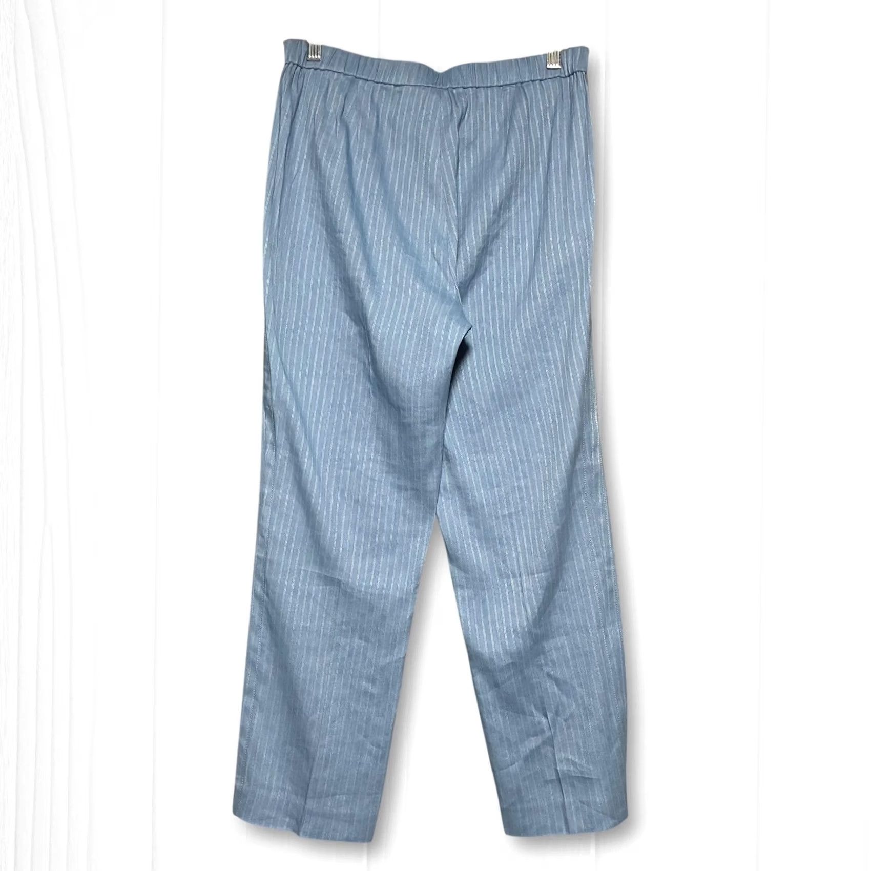 Theory Theory Linen Blend Basic Pull On Ankle Pant Womens 6 Blue Pinstripe Size 28" / US 6 / IT 42 - 2 Thumbnail