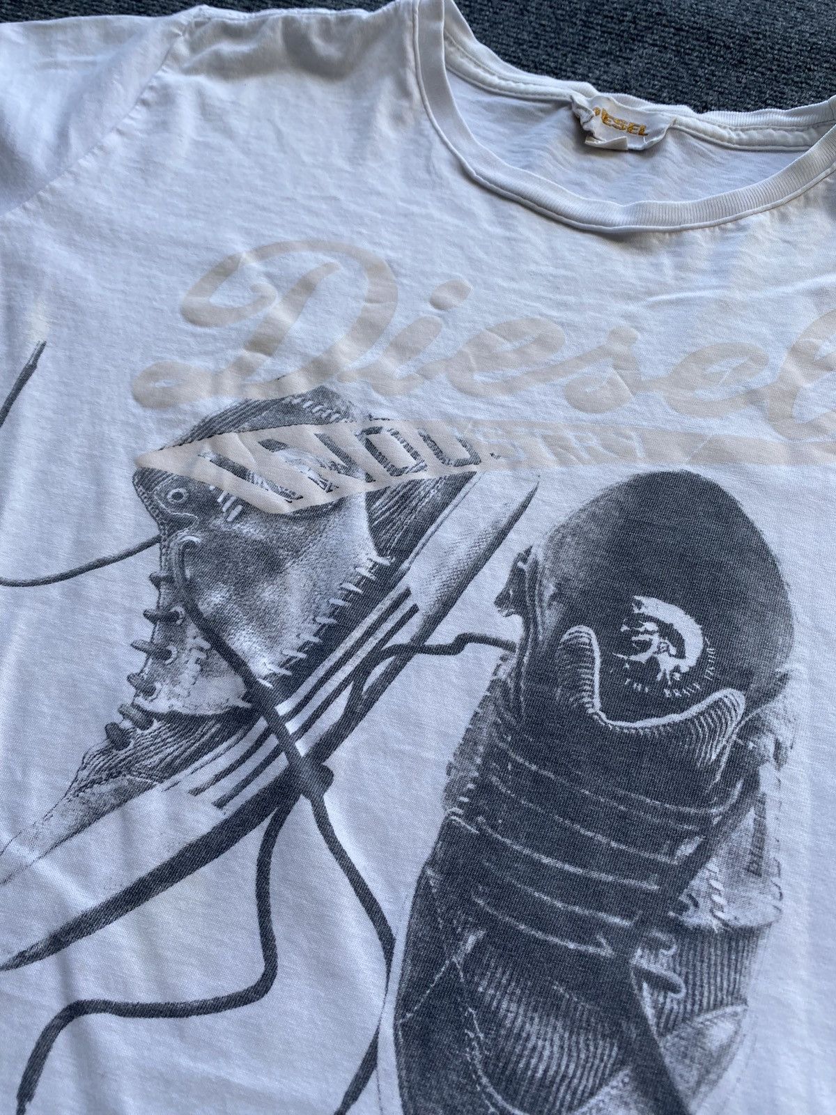 Diesel 🔥Opium Punk Diesel Goth Emo White tee “sneakers logo” Size US S / EU 44-46 / 1 - 3 Thumbnail