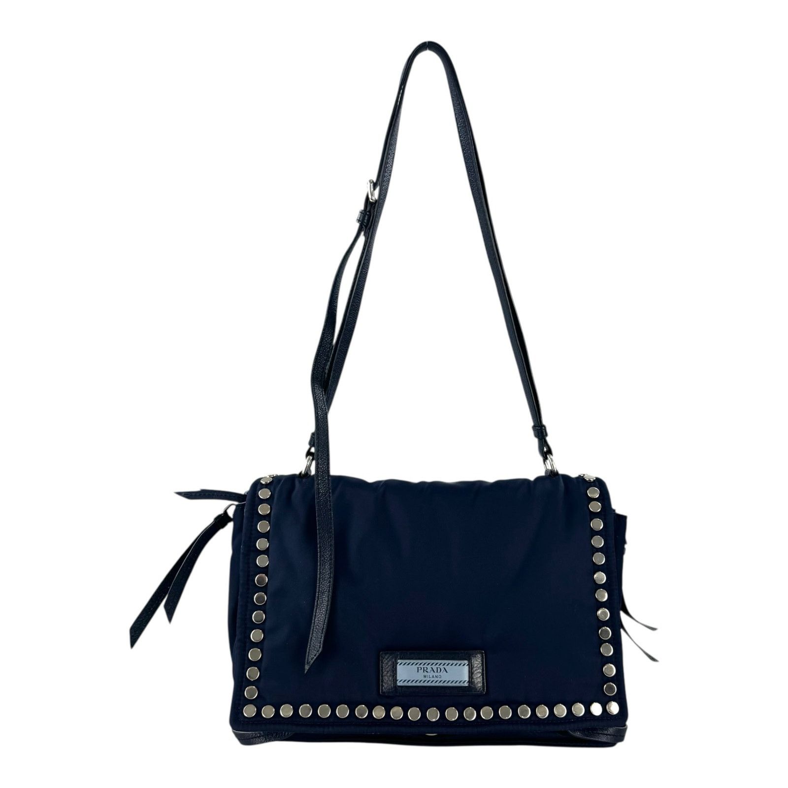 Prada Studded Nylon Shoulder Bag