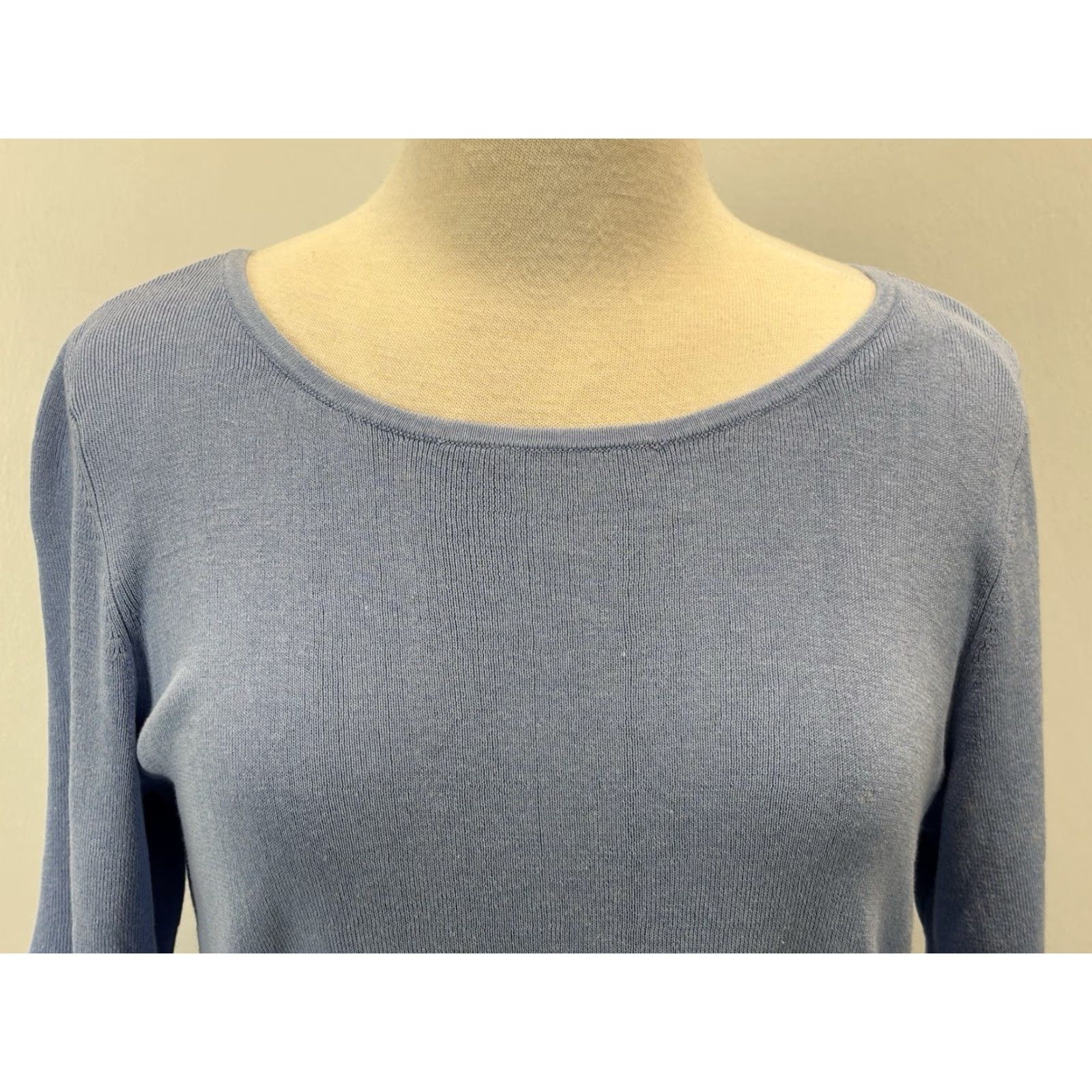 Talbots TALBOTS Blue Knit Sweater Large Half Flutter Sleeve Classic Womens Size L / US 10 / IT 46 - 5 Thumbnail