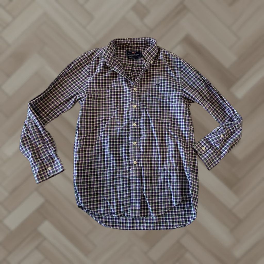 Vineyard Vines VINEYARD VINES SlIM FIT WHALE Shirt Plaid Green Purple Men's S 100% Cotton Button-Up Long Sleeve Collared Size US S / EU 44-46 / 1 - 1 Thumbnail