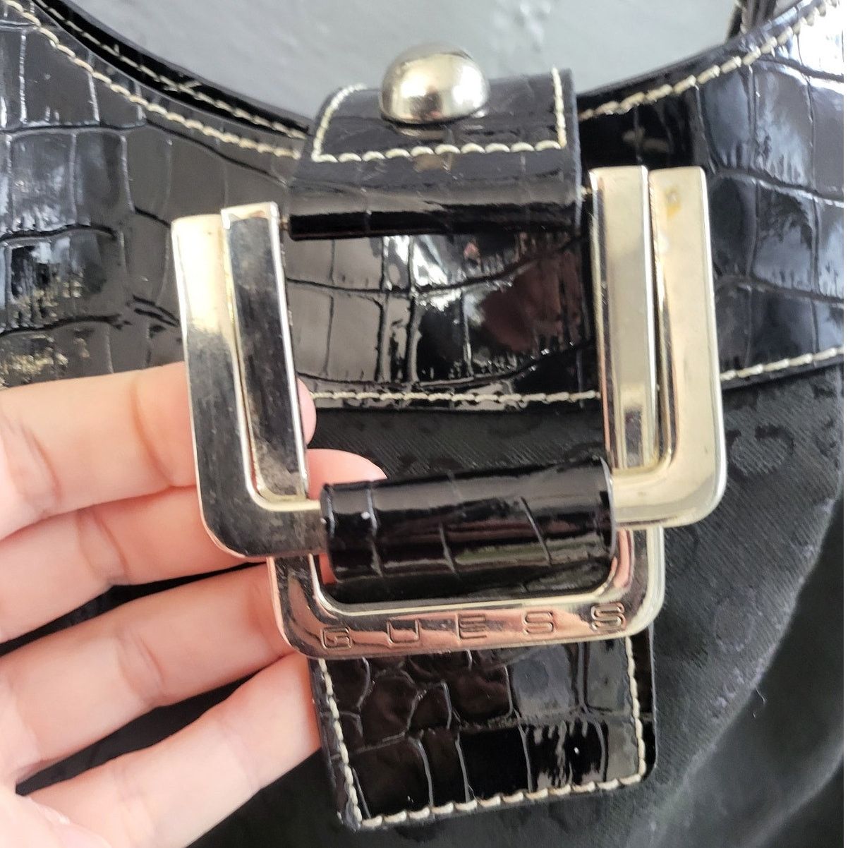 Guess Guess Vintage Black and Silver Large Shoulder Bag Size ONE SIZE - 3 Thumbnail