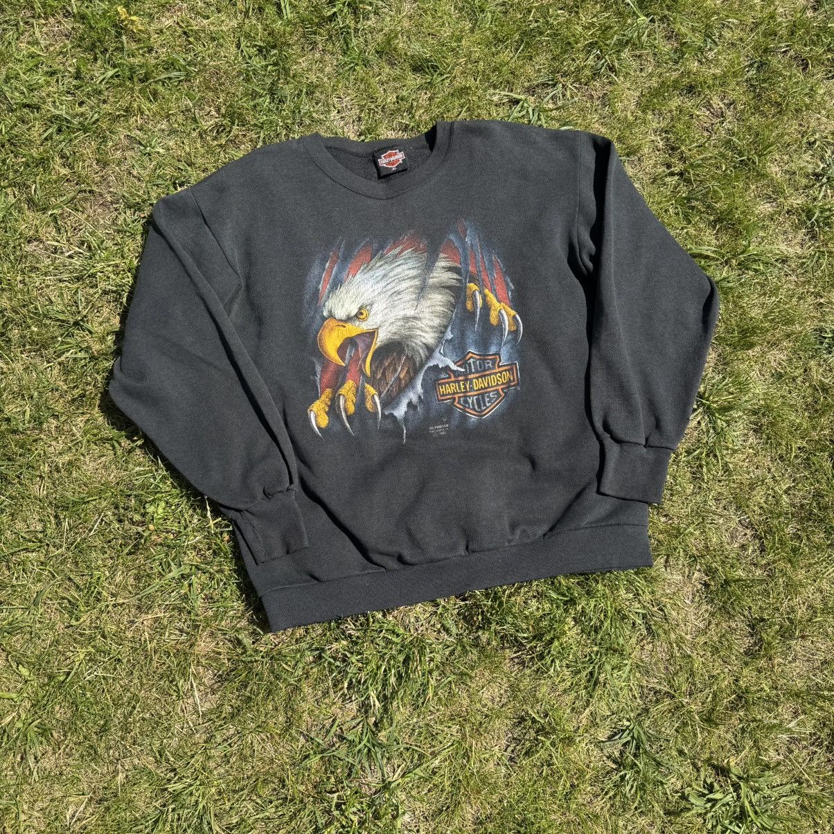 Harley Davidson Vintage 1990 3d Emblem Harley Davidson eagle crewneck Size US XL / EU 56 / 4 - 1 Thumbnail