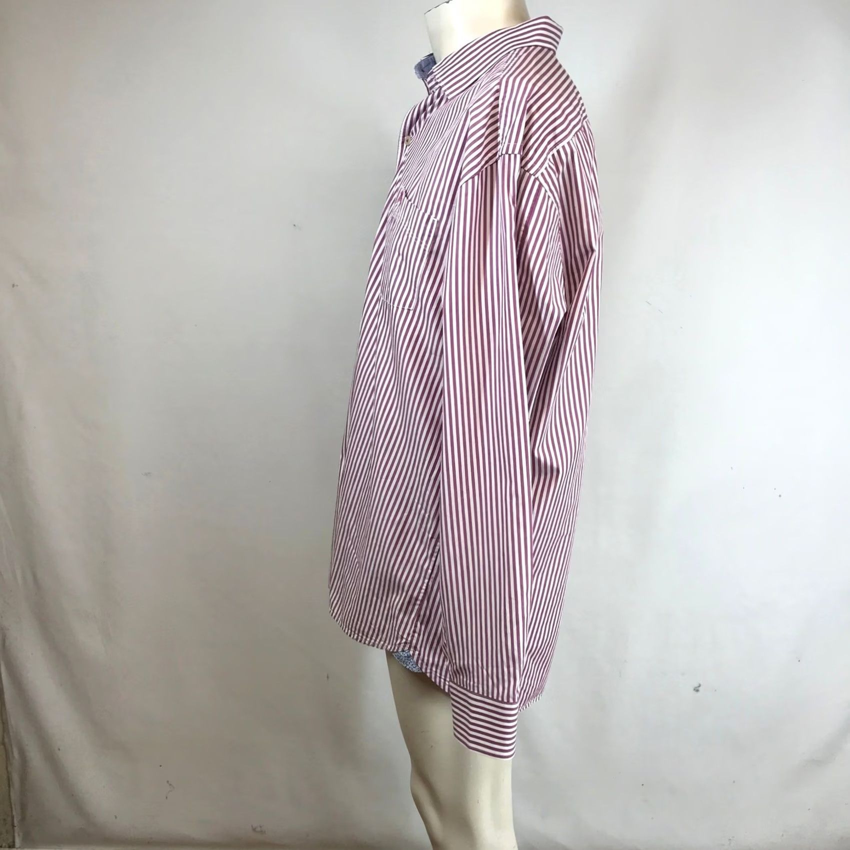 Tommy Bahama Tommy Bahama Mens XL Striped Button-Down Shirt Burgundy White 100% Pima Cotton Size US XL / EU 56 / 4 - 6 Thumbnail