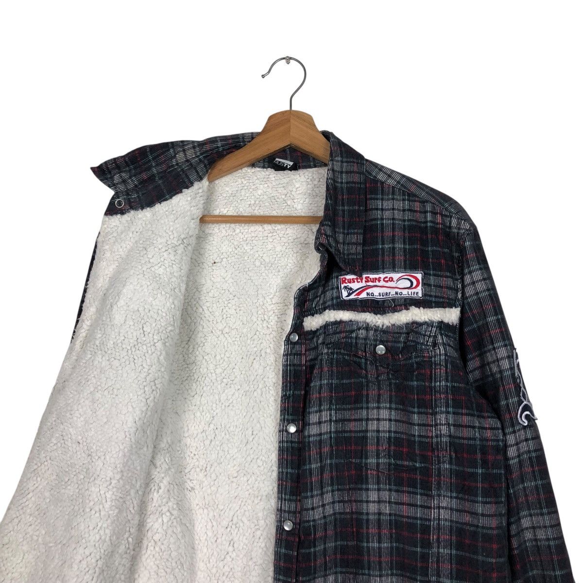 Japanese Brand 📌Rusty Surf Co. Flannel Shirt Jacket Sherpa Blanket Tartan Size US L / EU 52-54 / 3 - 13 Thumbnail
