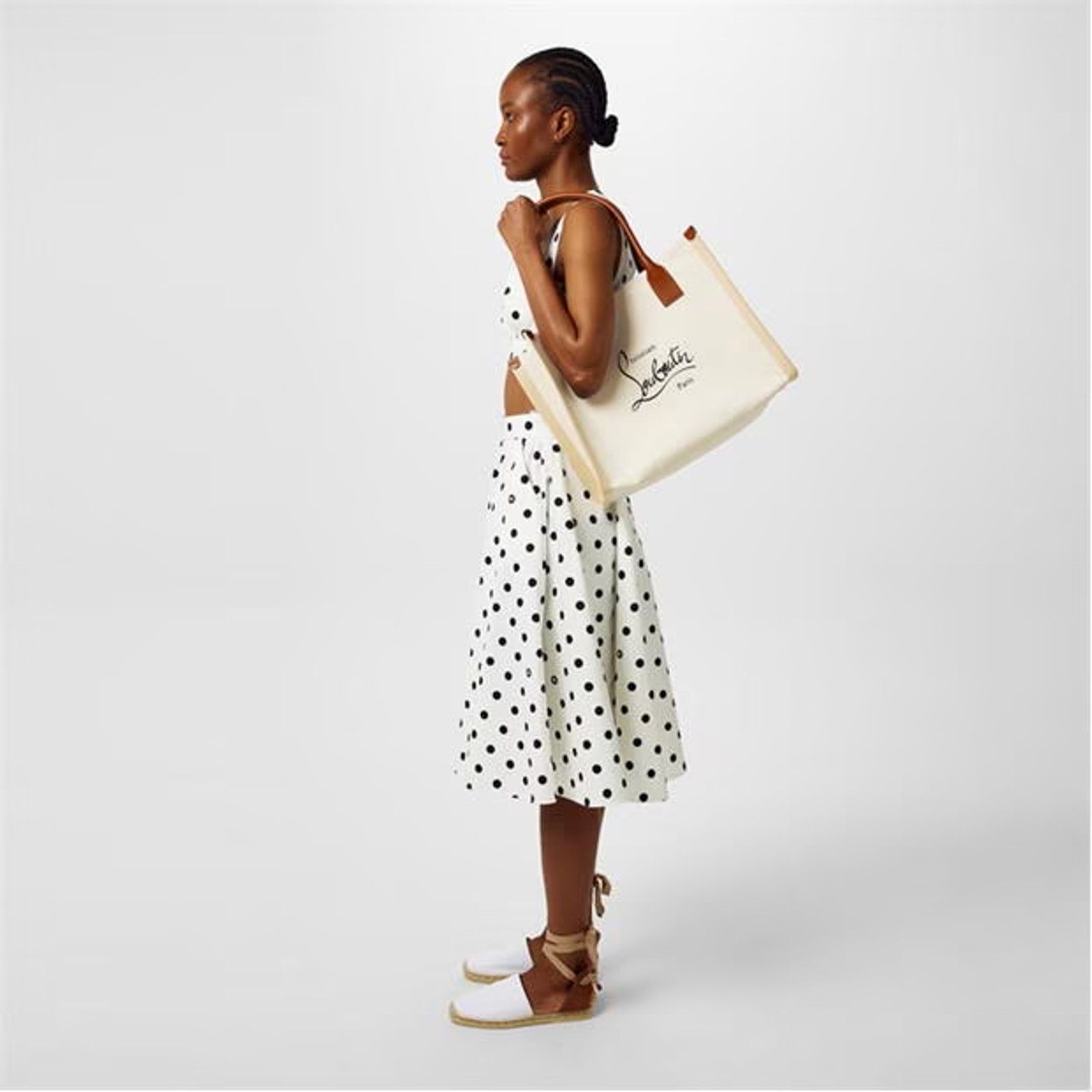 Christian Louboutin OUBOUTIN NANOU WHITE CANVAS LEATH CL LOGO TIE ESPADRILLES 39 Size US 9 / IT 39 - 4 Thumbnail