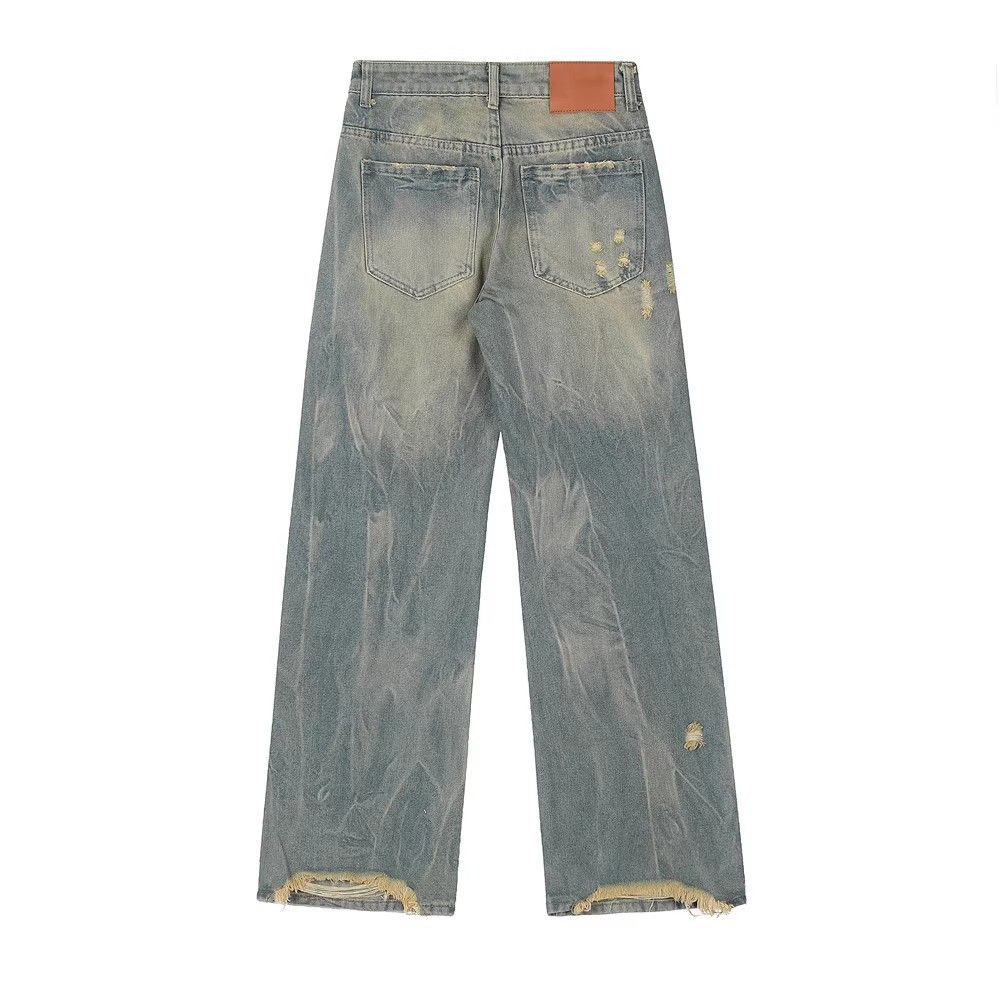 Japanese Brand × Jean Men's street retro loose washed distressed jeans y2k Size US 34 / EU 50 - 2 Thumbnail