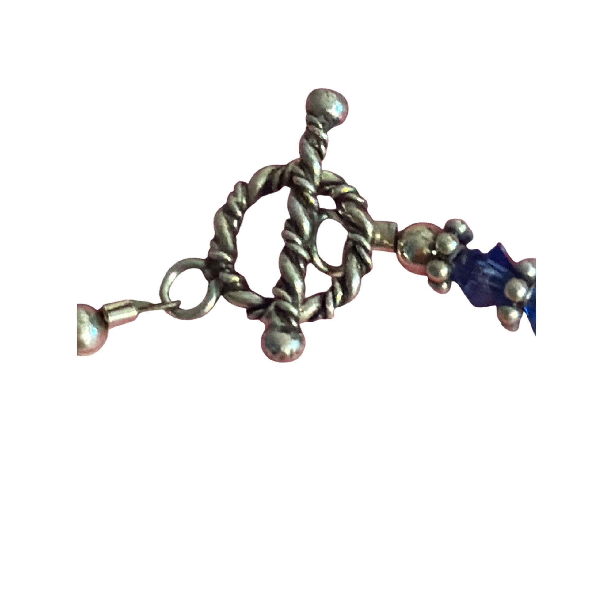 Other Vtg Silver Tone Blue Glass Crystal Bead Bracelet Toggle Clas Size ONE SIZE - 4 Thumbnail