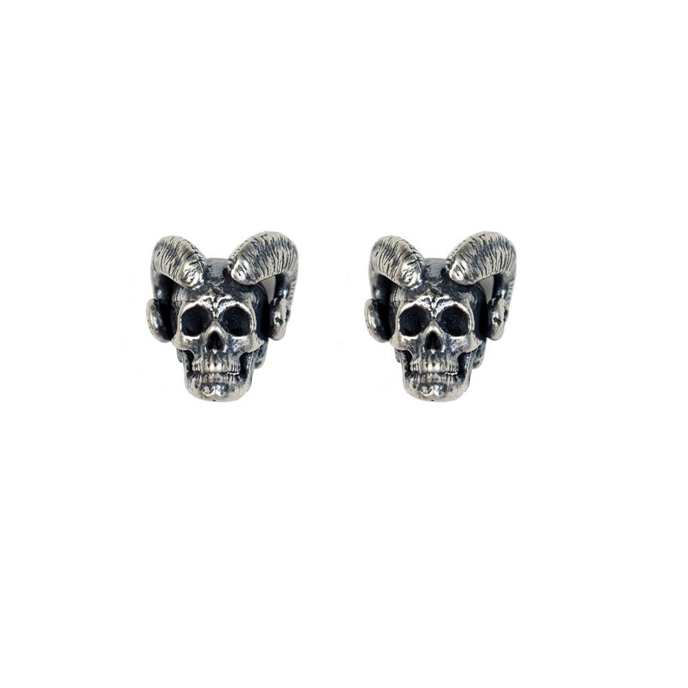 Jewelry 925 Silver Skull Retro Earrings One Pairs Chrome Jewelry Size ONE SIZE - 5 Thumbnail