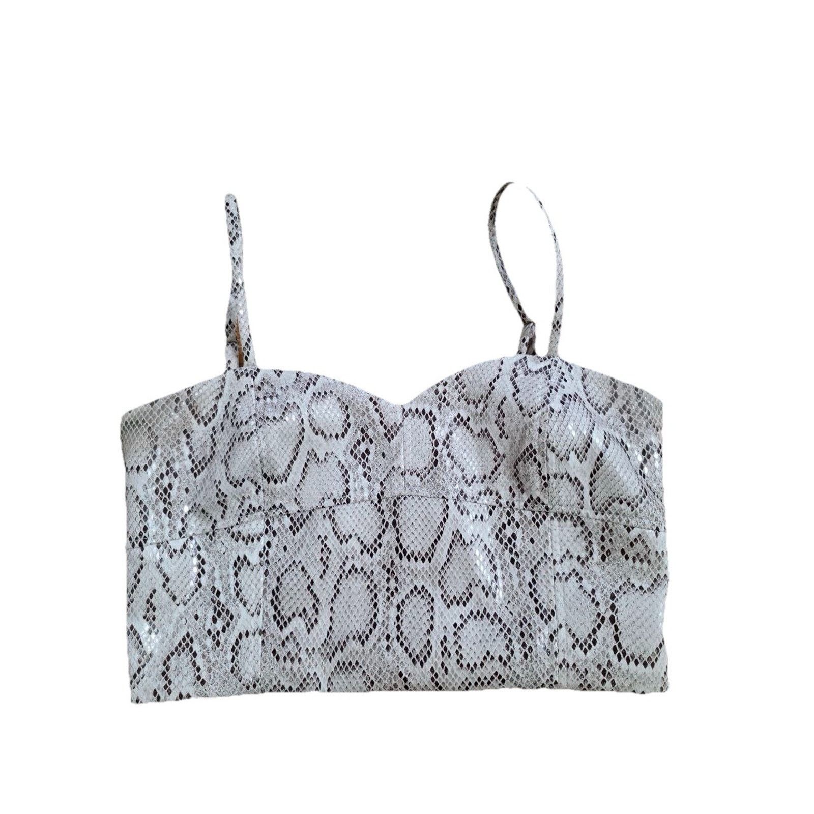 Sneakersnstuff En Saison Snake Skin Cropped Leather Strap Tank top SA001545 Size S / US 4 / IT 40 - 1 Thumbnail
