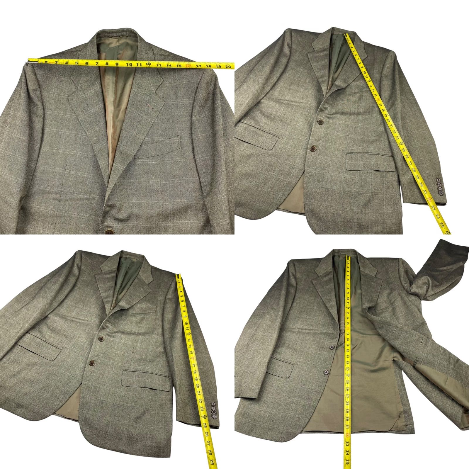 Vintage Luciano Barbera Men's Blazer Brown Plaid 100% Wool 46R US 56 EU Italy Size 46R - 8 Thumbnail
