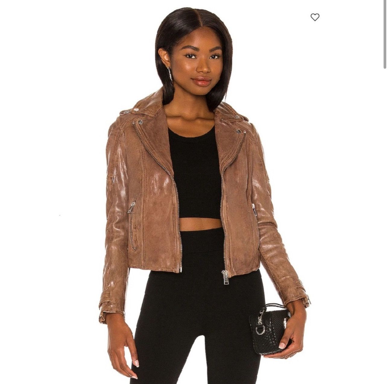 LAMARQUE NWT LaMarque Chole Grained Moto Leather Biker Jacket Washed Size XS / US 0-2 / IT 36-38 - 1 Thumbnail