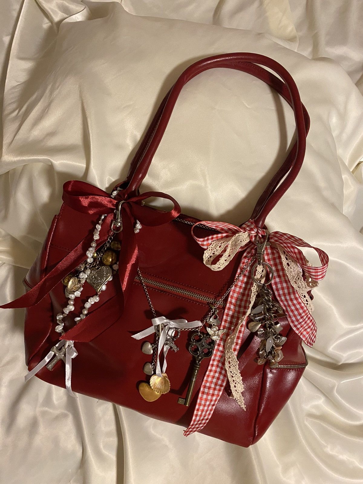 Vintage Vintage coquette leather red shoulder bag Size ONE SIZE - 1 Thumbnail