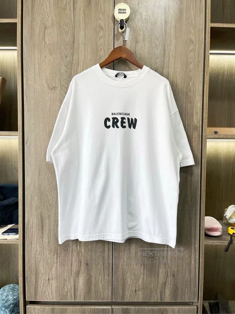 Balenciaga Balenciaga Crew Print White Short Sleeve. Size US L / EU 52-54 / 3 - 2 Thumbnail