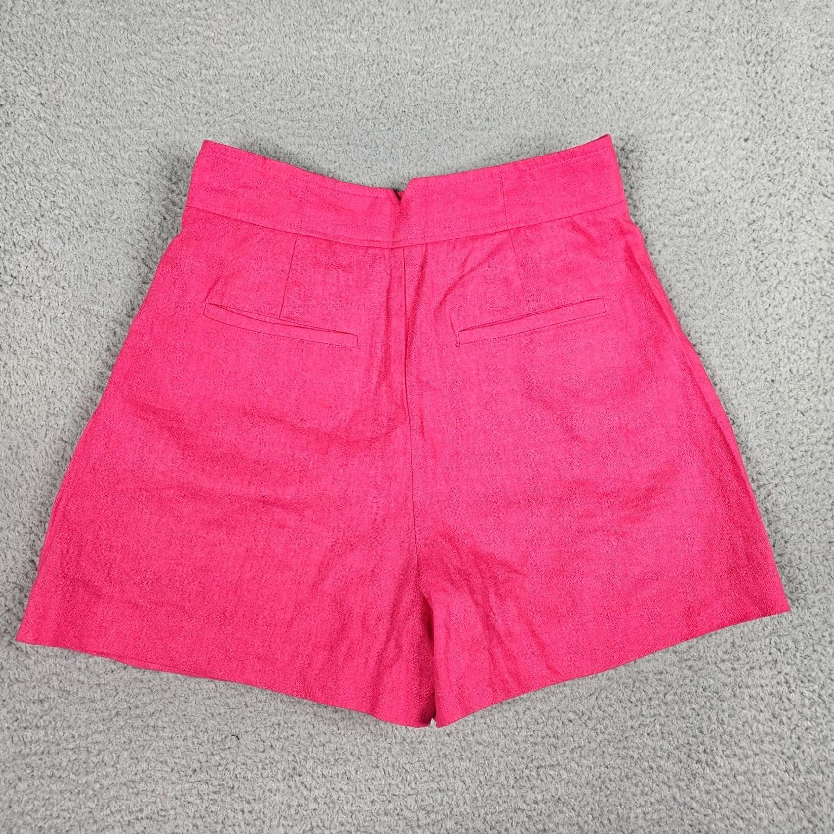 Jason Wu JASON WU Women's Pleated Fuscia Linen Blend Rayon Short Size 2 Shirt Adult Pink Regular Flatfront Pleated Slim Type: None Size 26" / US 2 / IT 38 - 3 Thumbnail