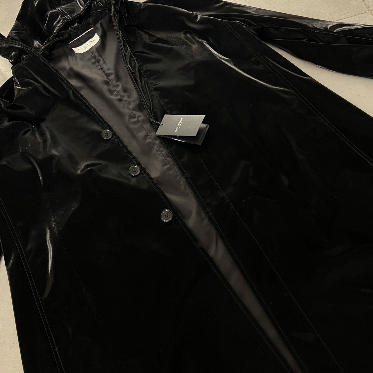 Saint Laurent Paris Saint Laurent Shiny Hooded Coat in Medium Size US M / EU 48-50 / 2 - 4 Thumbnail