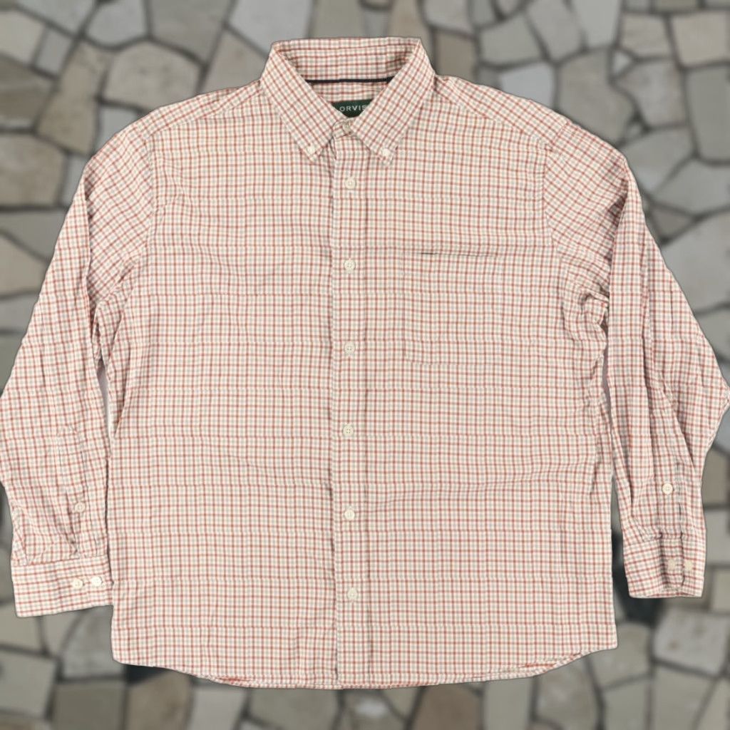 Orvis Orvis Active Fit Nylon Gingham Button Down Shirt White Men XL Size US XL / EU 56 / 4 - 1 Thumbnail