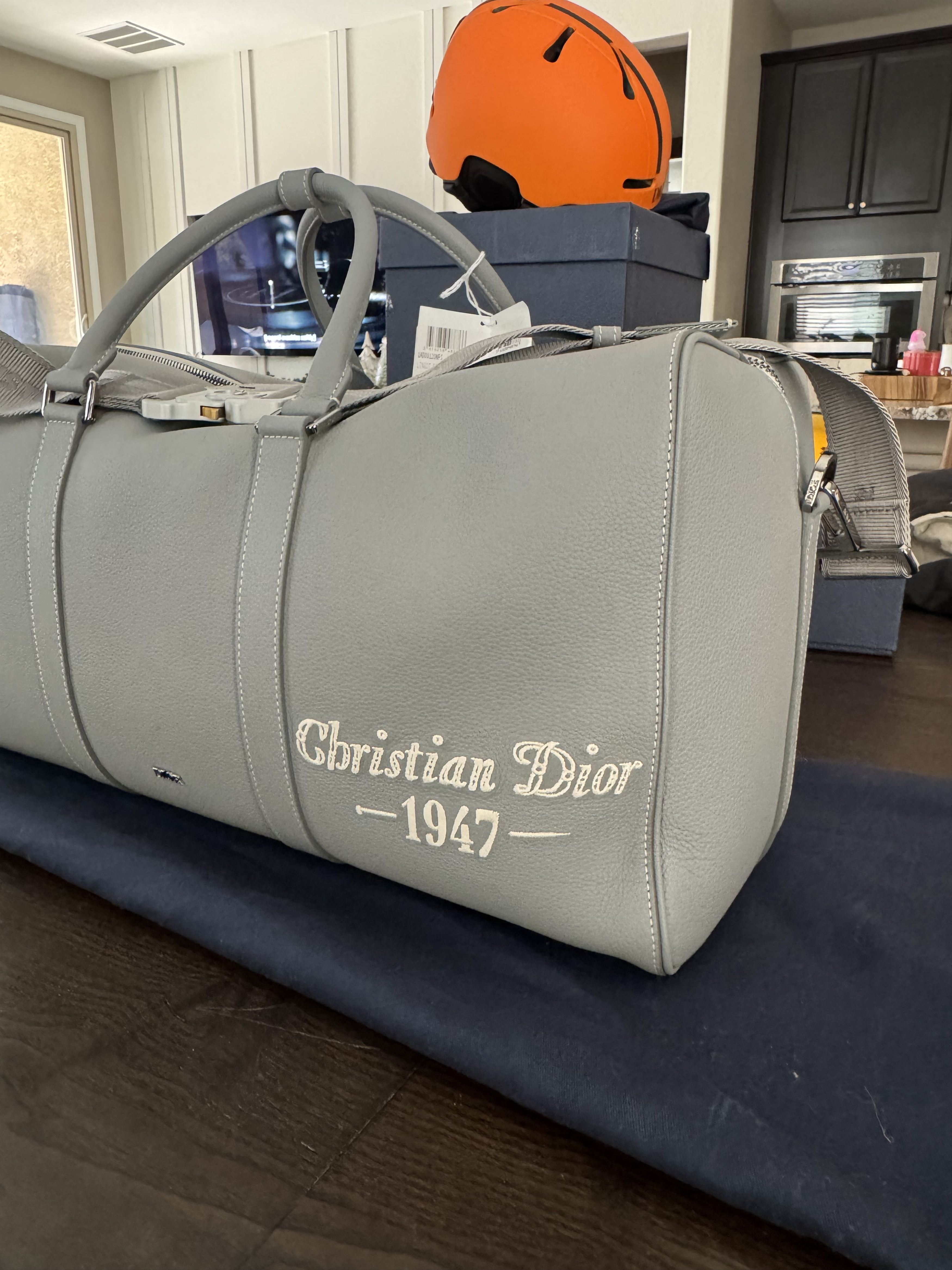 Dior Lingot 50 grain calf grey/white duffel bag Size ONE SIZE - 3 Thumbnail