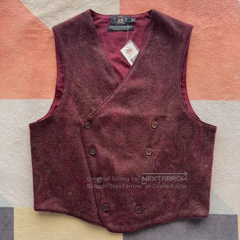 RRL Ralph Lauren RRL Ralph Lauren Burgundy cashmere floral double-breasted Size US M / EU 48-50 / 2 - 1 Thumbnail