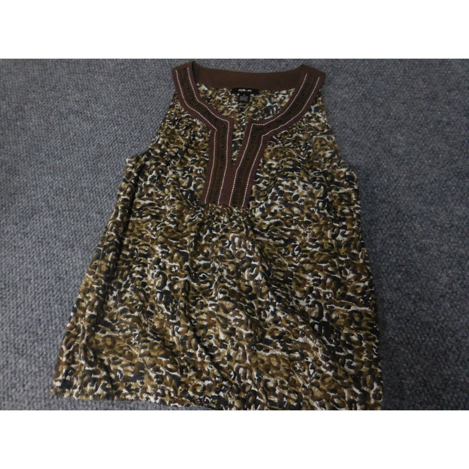 Style & Co Style&Co Blouse Womens 12 Brown Knit Stretch Casual Sleeveless Geometric Modern Raglan Sleeve Regular Size 12 Boys? No, Women. Size XL / US 12-14 / IT 48-50 - 2 Thumbnail