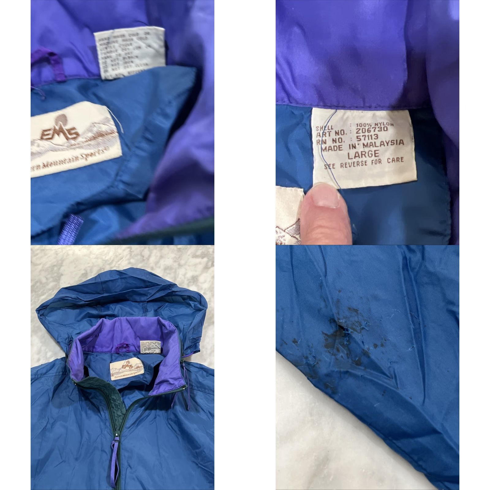 Vintage VINTAGE EMS Anorak Windbreaker Jacket Size Large Blue Nylon Outdoor 90s Mens Size US L / EU 52-54 / 3 - 8 Thumbnail