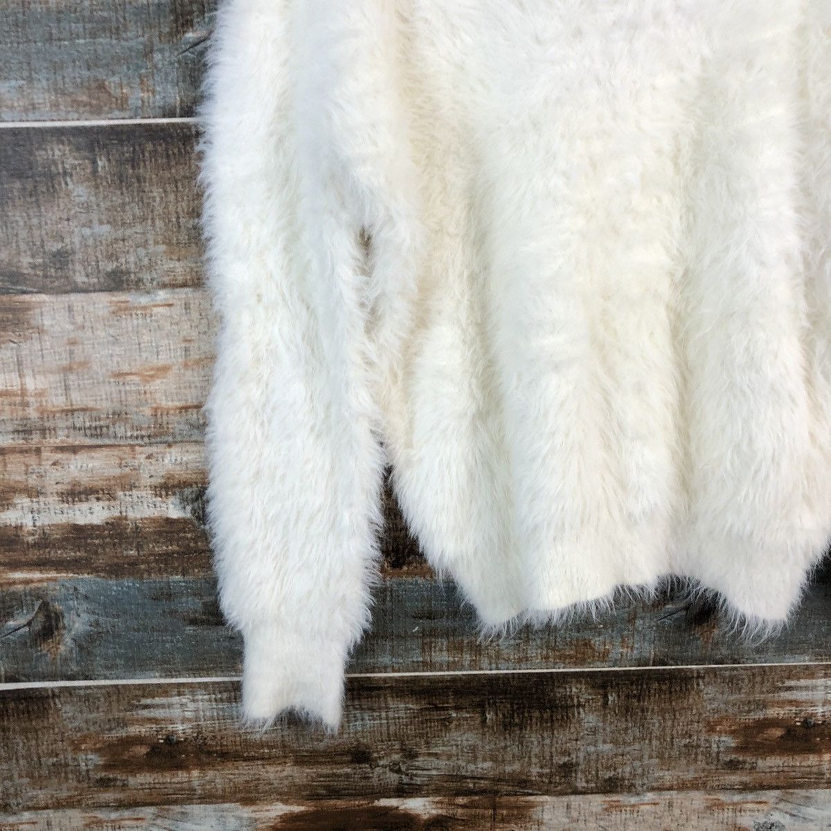 Homespun Knitwear DLL Dreskip White shaggy fur Mohair Knitwear #C231 Size US L / EU 52-54 / 3 - 15 Thumbnail