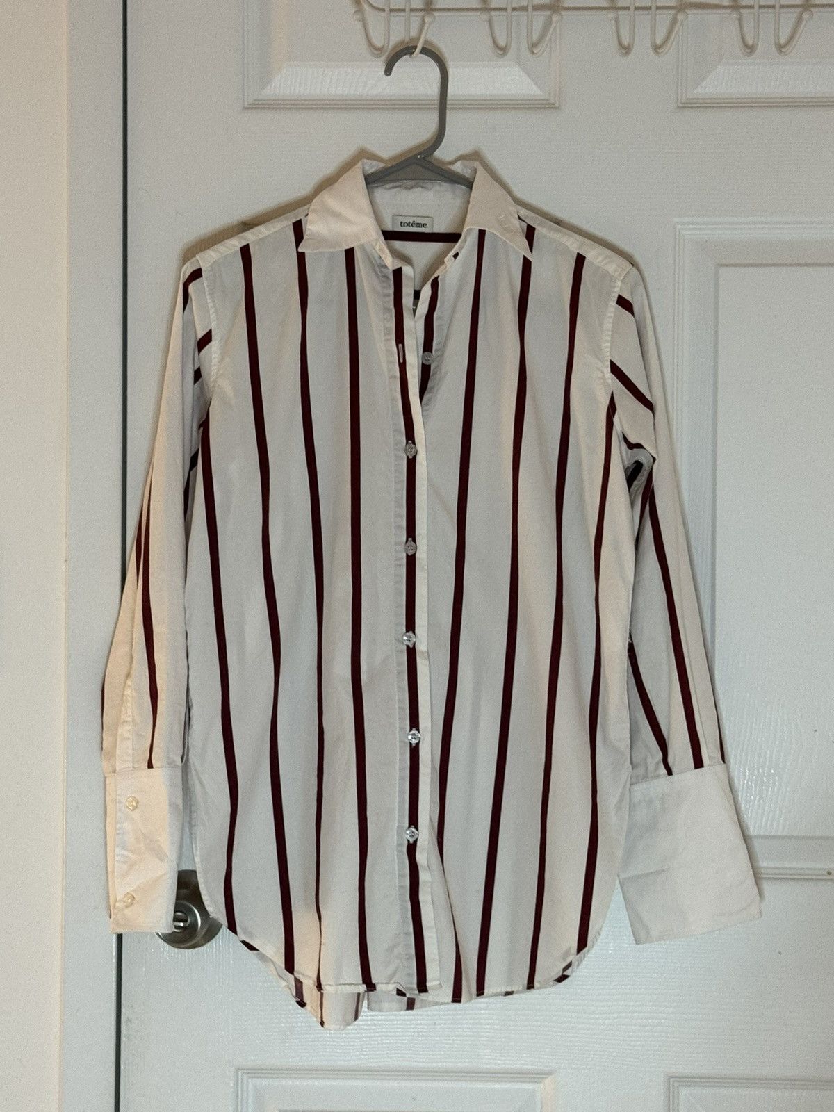 Toteme Toteme Embroidered Logo Red Striped Sassa Shirt size XS Size XS / US 0-2 / IT 36-38 - 1 Thumbnail