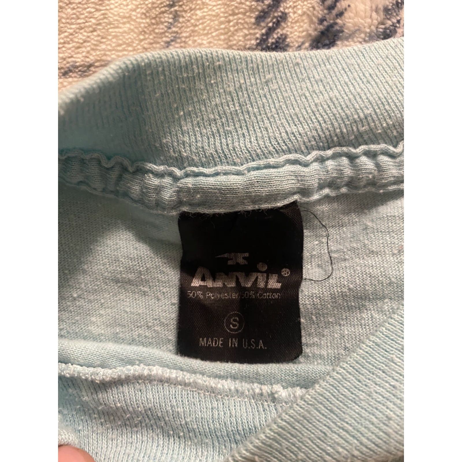 Anvil VINTAGE Anvil T-Shirt Starburst Candy Graphic Print Short Sleeve Crew Neck Slim Fit Blue Small Unisex Adults 80s Rare Size US S / EU 44-46 / 1 - 3 Thumbnail
