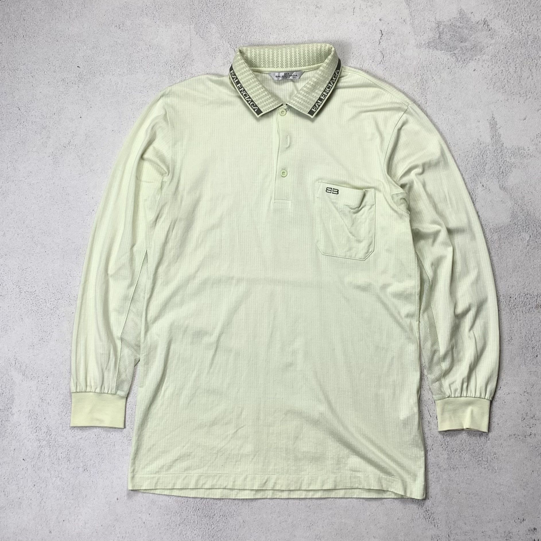 image of Balenciaga Paris Longsleeve Polo Shirt in Green, Men's (Size Small)