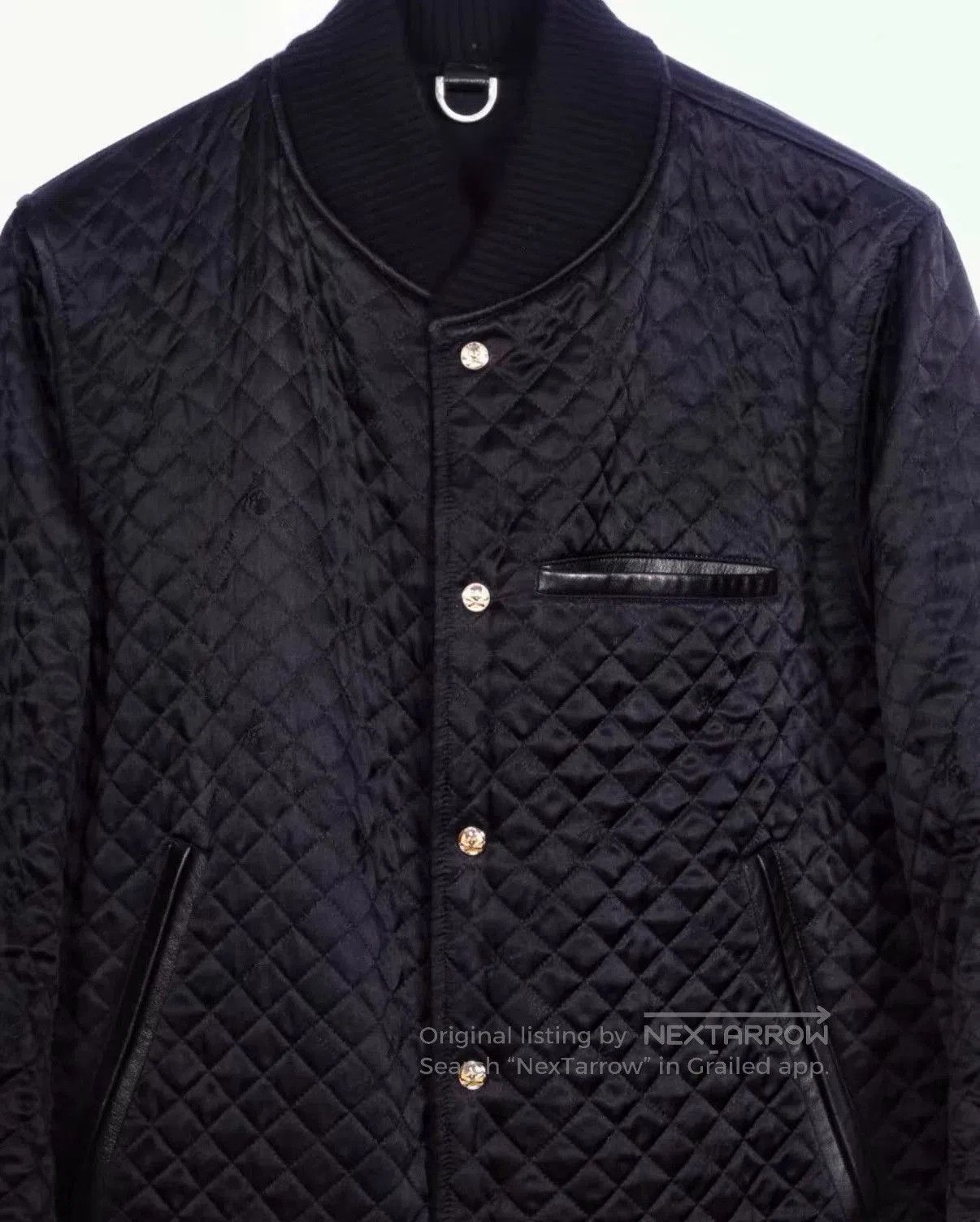 Mastermind Japan Black Bomber Jacket with Leather Sleeves Size M. Size US M / EU 48-50 / 2 - 5 Thumbnail