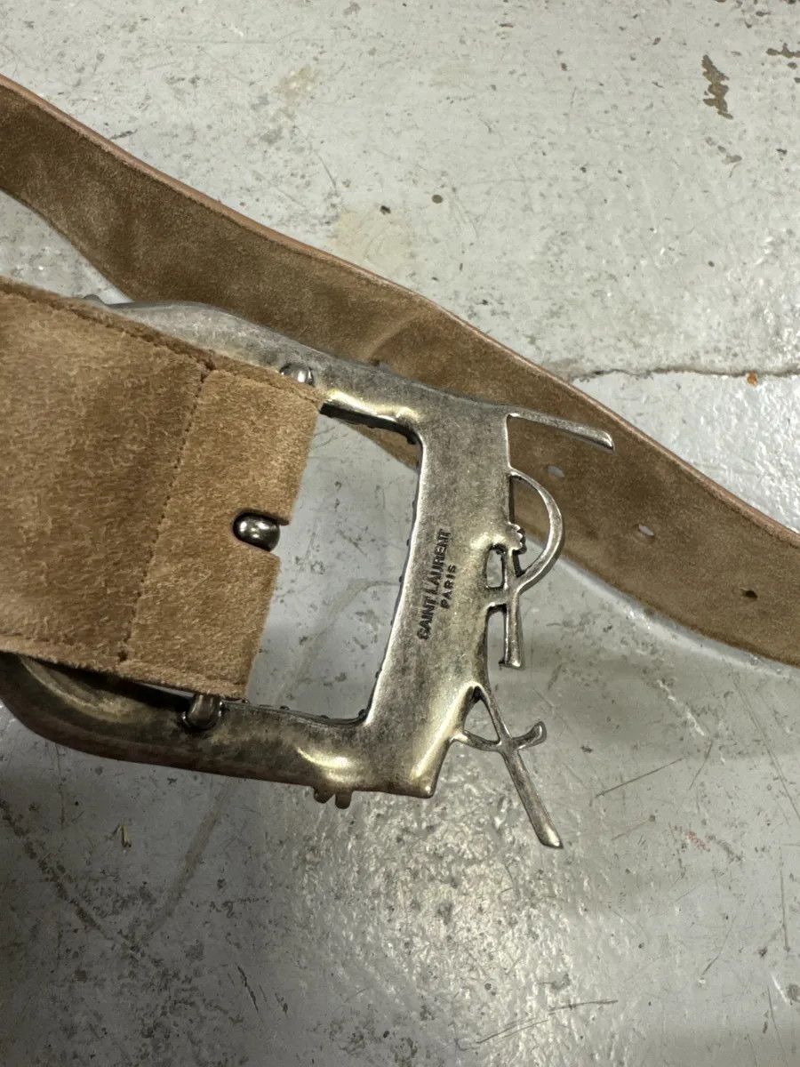 Yves Saint Laurent Yves Saint Laurent Beige Suede Leather Belt Size ONE SIZE - 3 Thumbnail