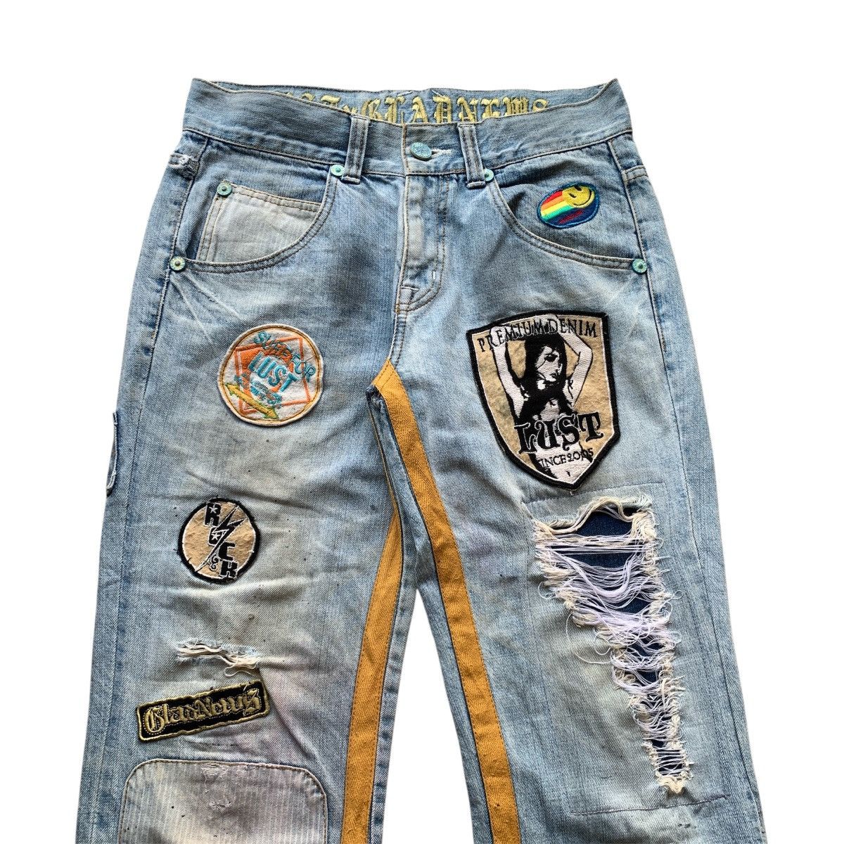 14th Addiction 2000s Lust x GladNews Patchwork Rockstar Distressed Jeans Size US 30 / EU 46 - 3 Thumbnail