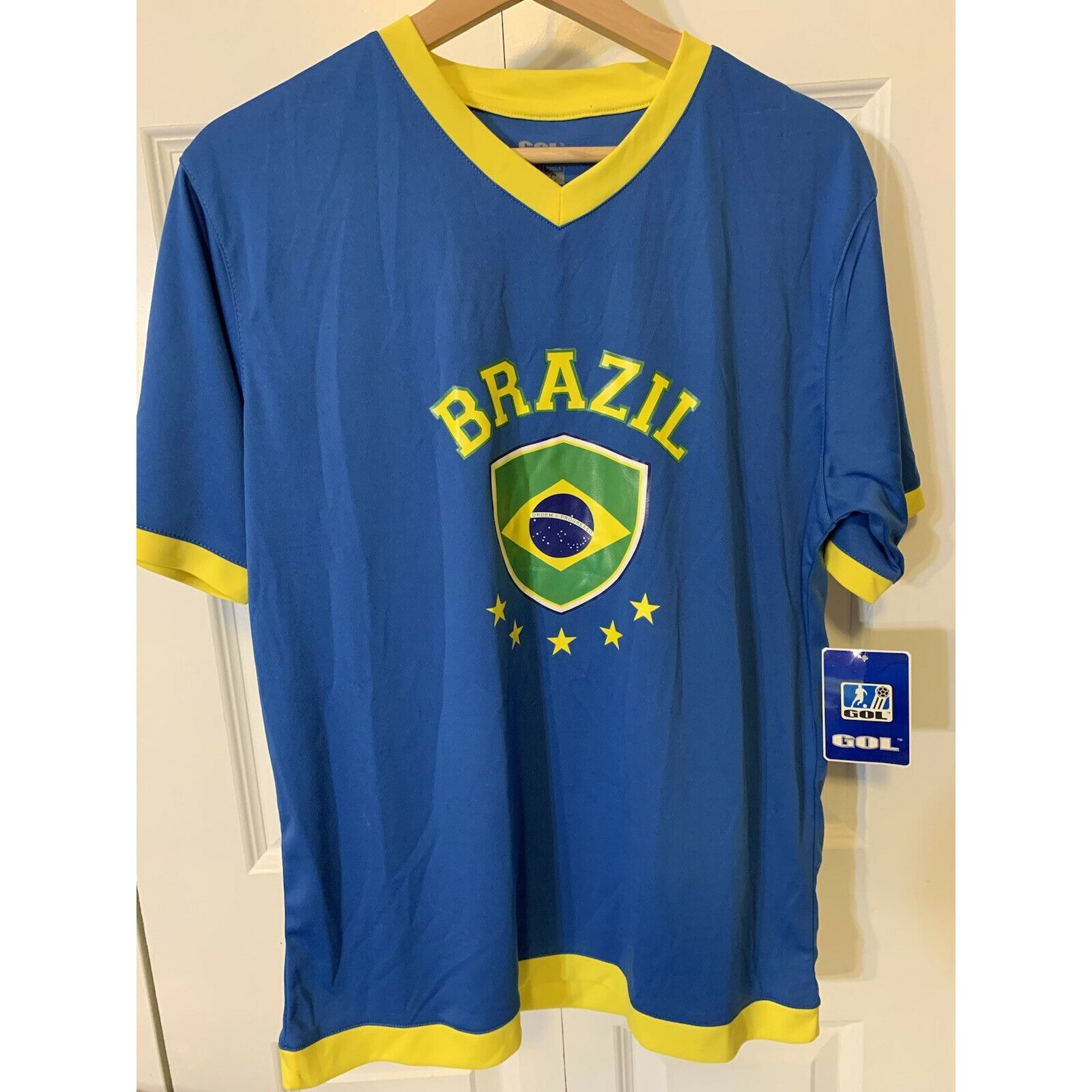 Other New Brazil Futbol Soccer Club Team Jersey GOL Blue Yellow Me Size US S / EU 44-46 / 1 - 3 Thumbnail