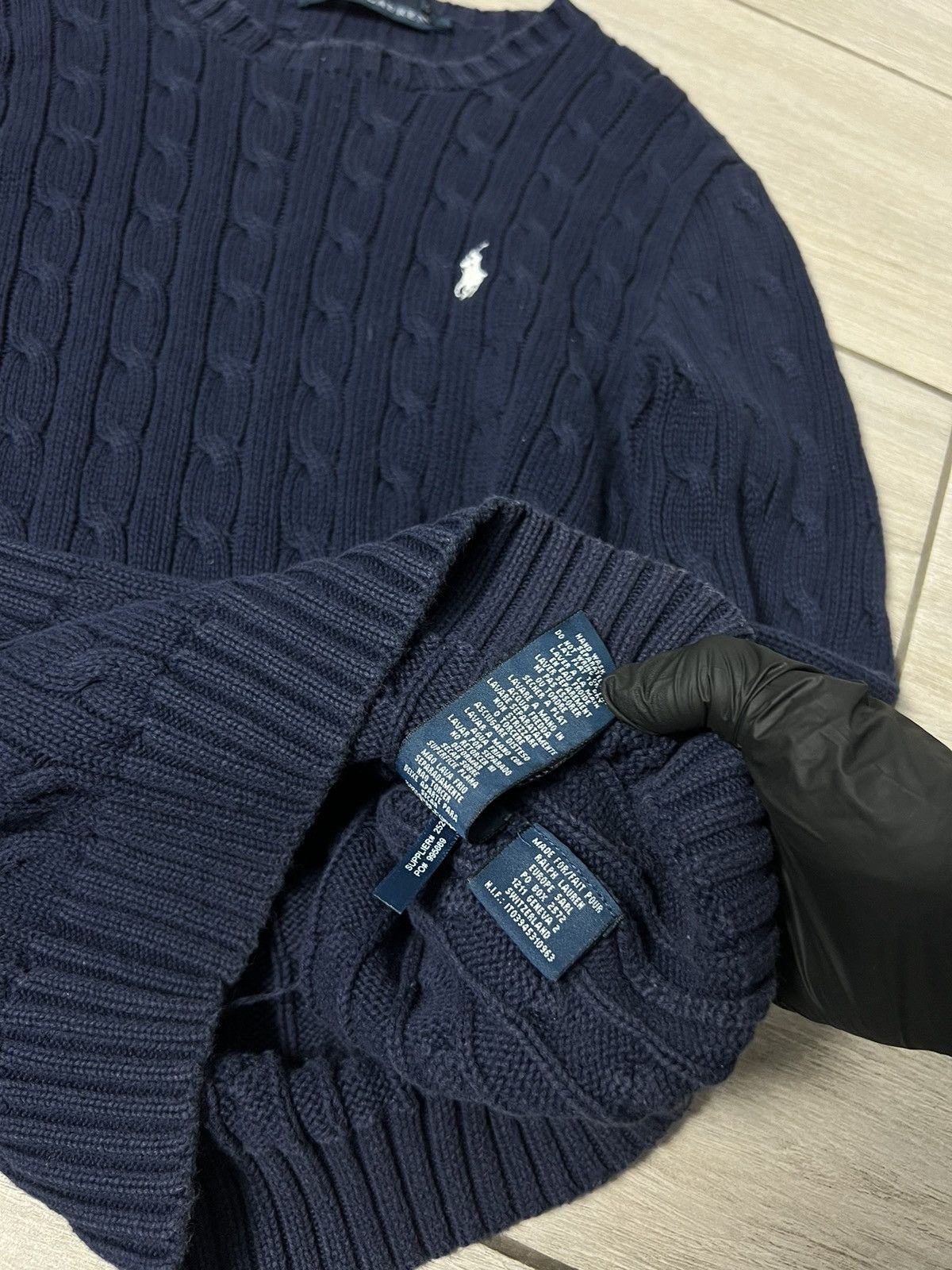 Vintage Polo Ralph Lauren Sweater Cable Knit 90s Y2K Blue