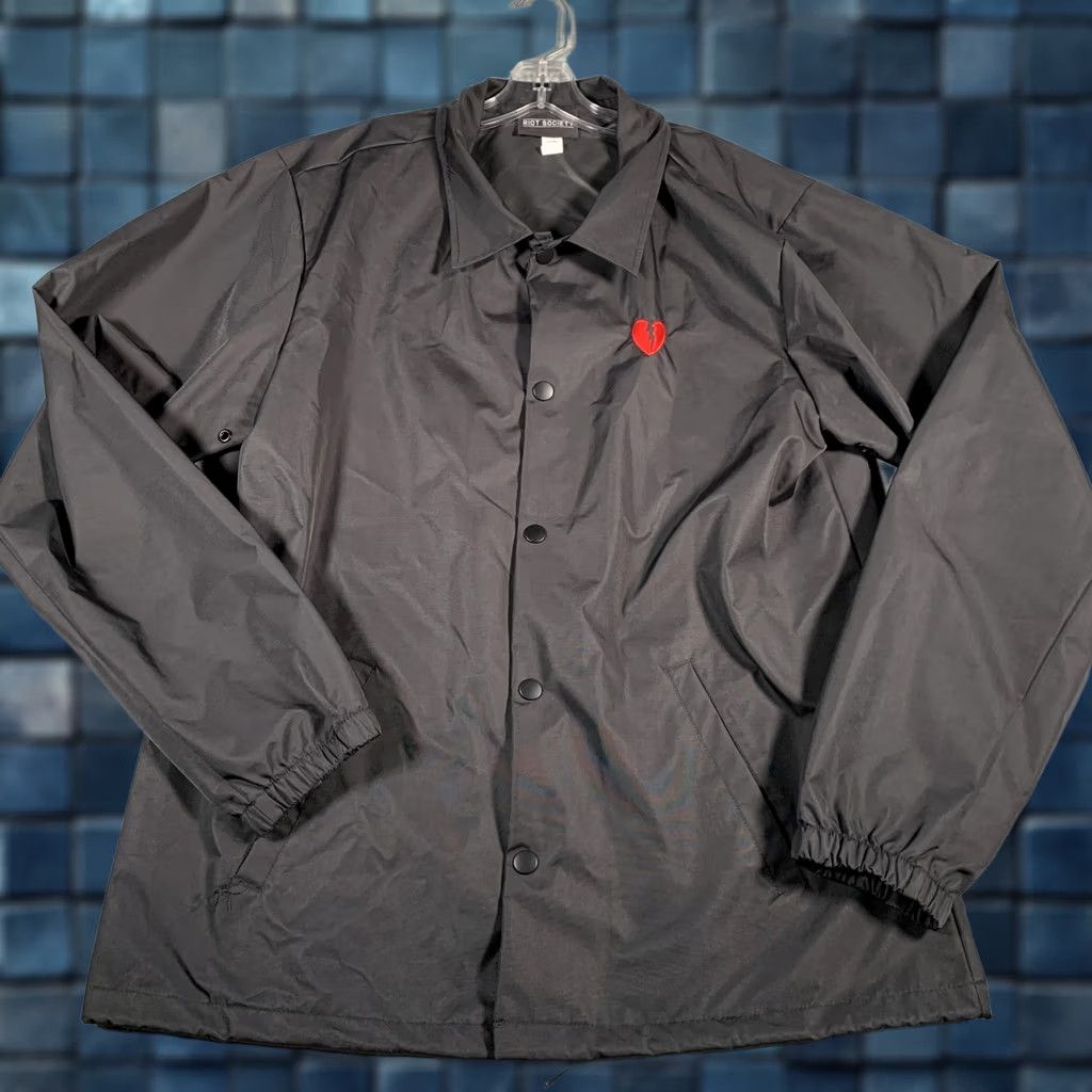 Coach Riot Society Jacket Mens XL Black Coach Snap Front Embroidered Heart Size US XL / EU 56 / 4 - 1 Thumbnail