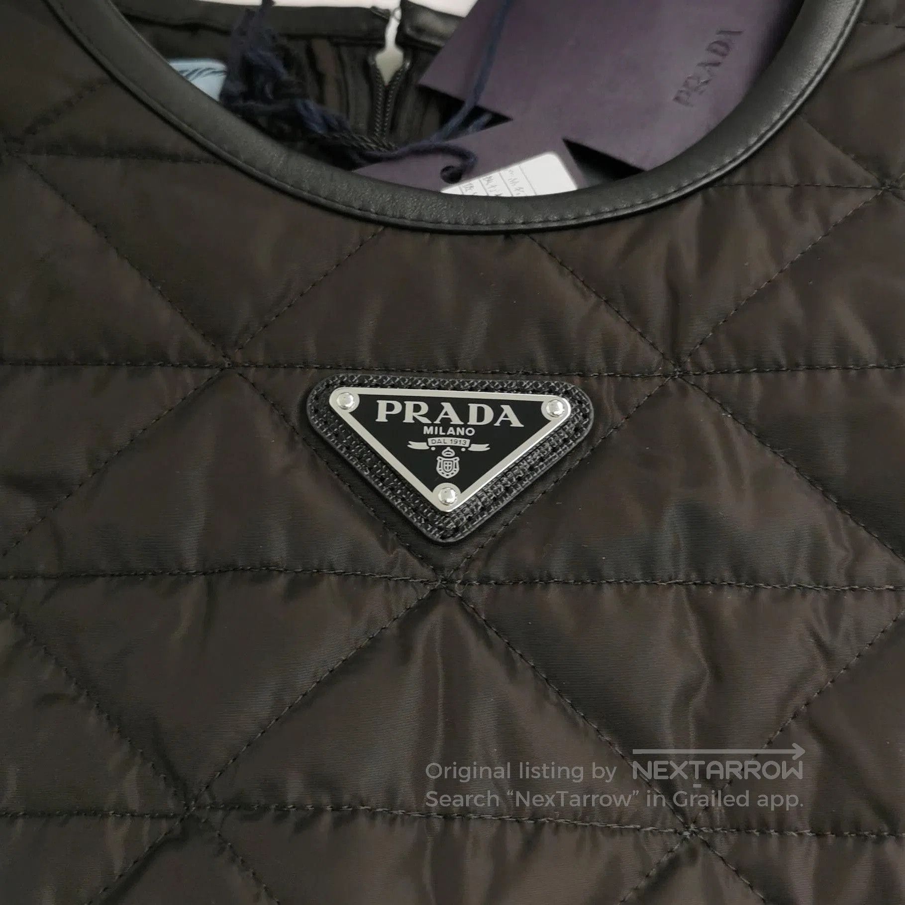 Prada Prada Short Sleeve Quilted Dress in Black . Size XXS / US 00 / IT 34 - 3 Thumbnail