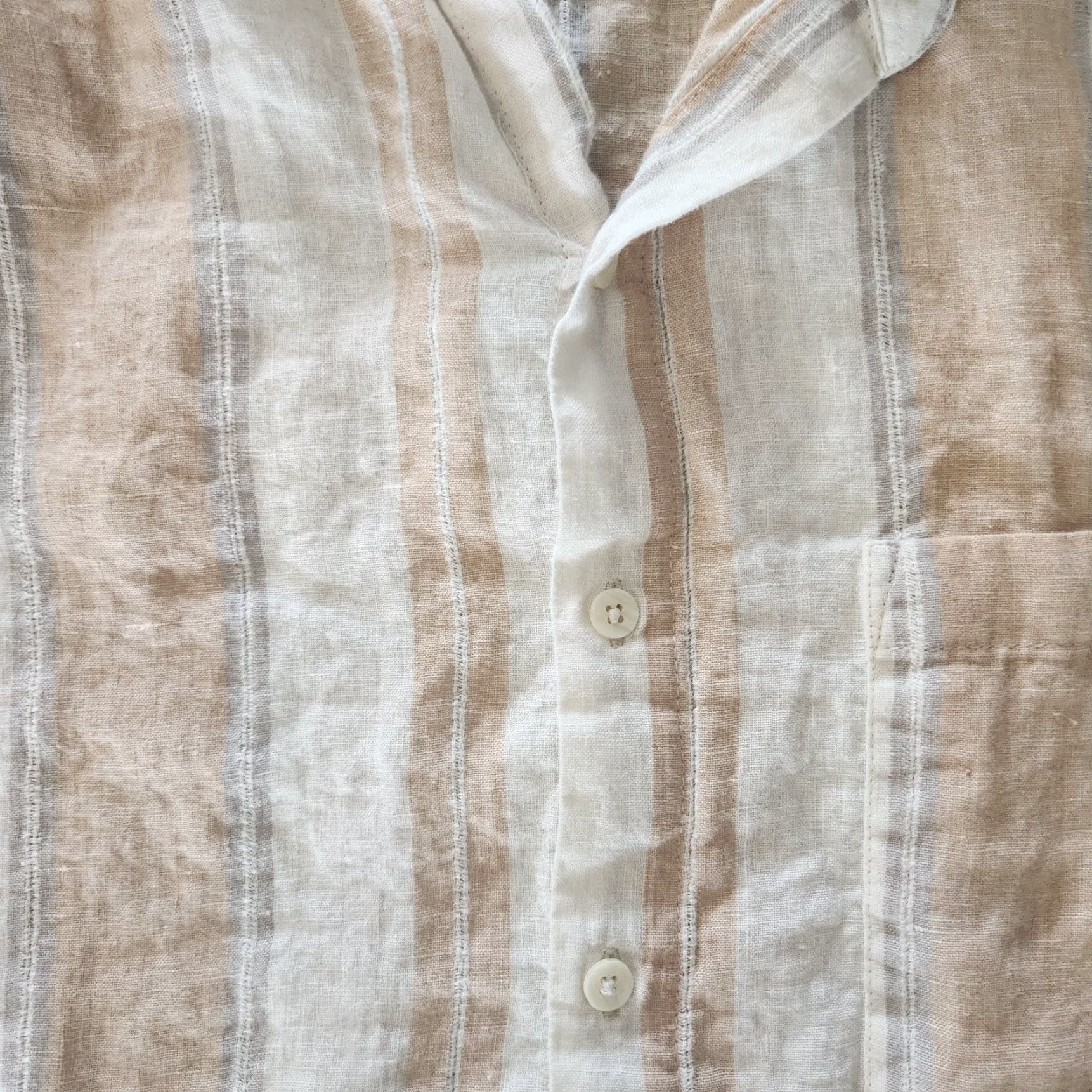 Vintage VINTAGE Bruno Beige Striped Linen Blend Shirt Button Up Collared Shirt Men's XL Regular Beige Striped Linen Blend Shirt Size US XL / EU 56 / 4 - 3 Thumbnail